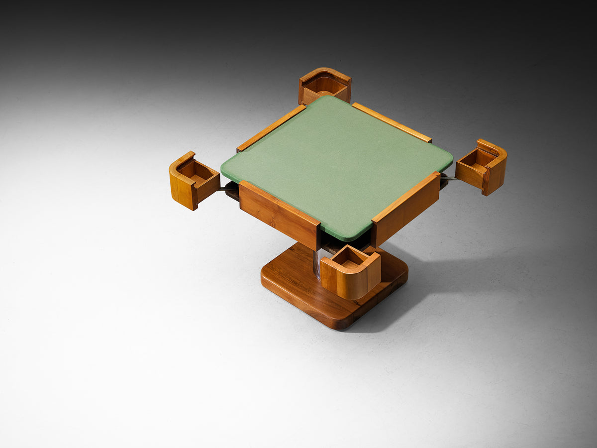 Postmodern Italian Adjustable Game Table in Walnut and Steel Tables Morentz