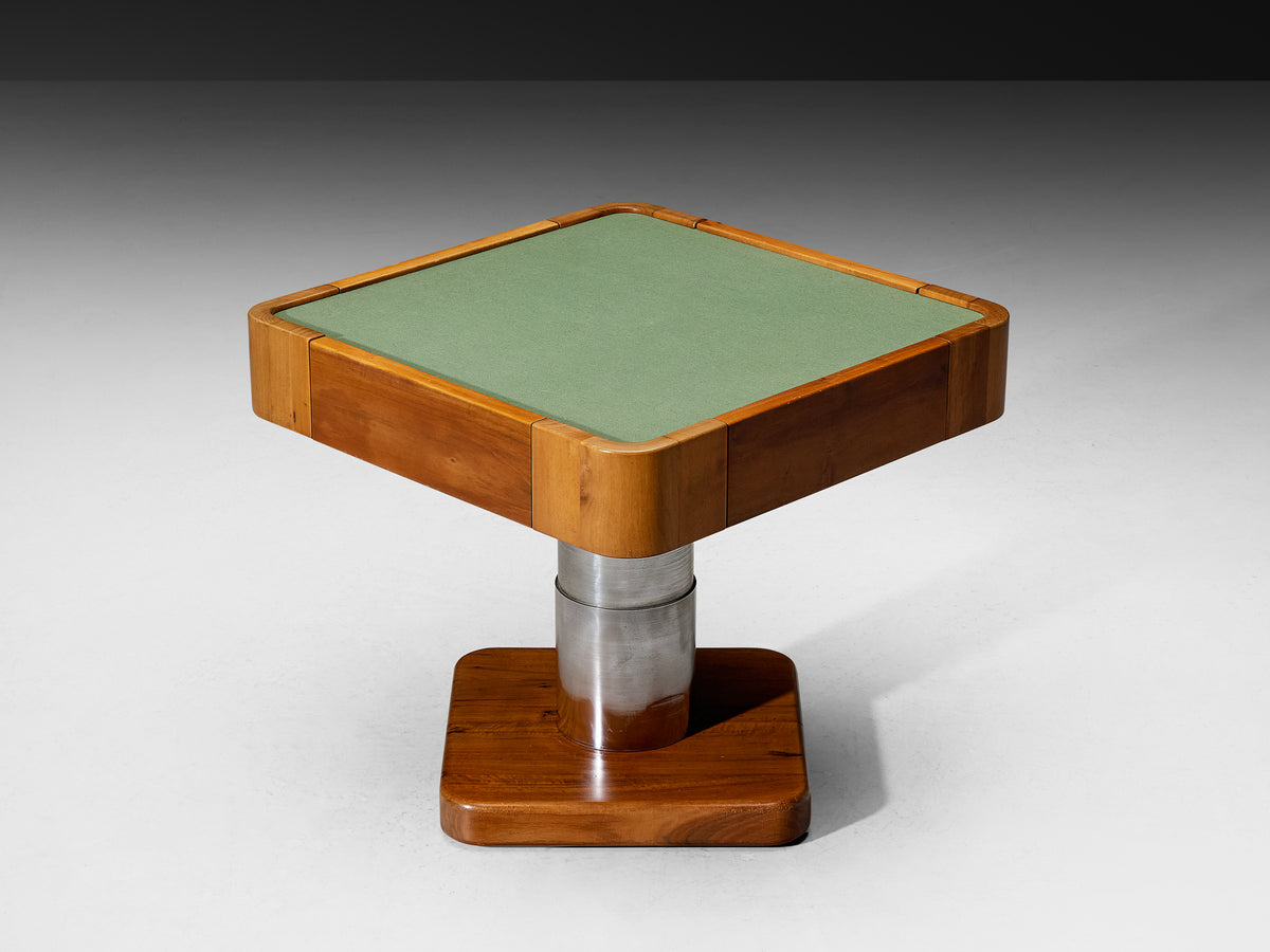 Postmodern Italian Adjustable Game Table in Walnut and Steel Tables Morentz