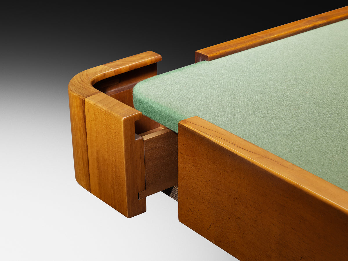 Postmodern Italian Adjustable Game Table in Walnut and Steel Tables Morentz