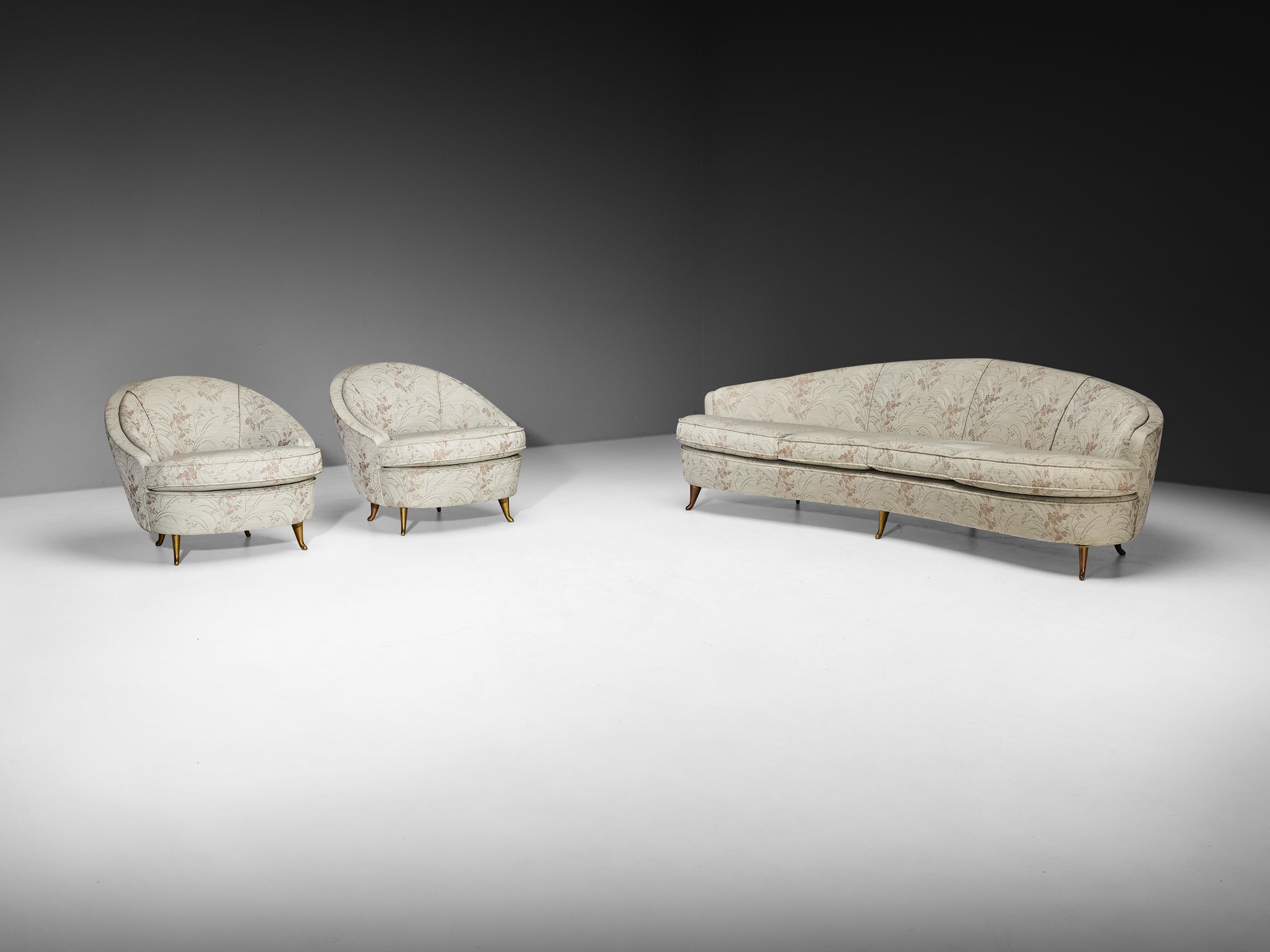 Mid-Century Modern Italian Isa Bergamo Curved Sofa 1950s