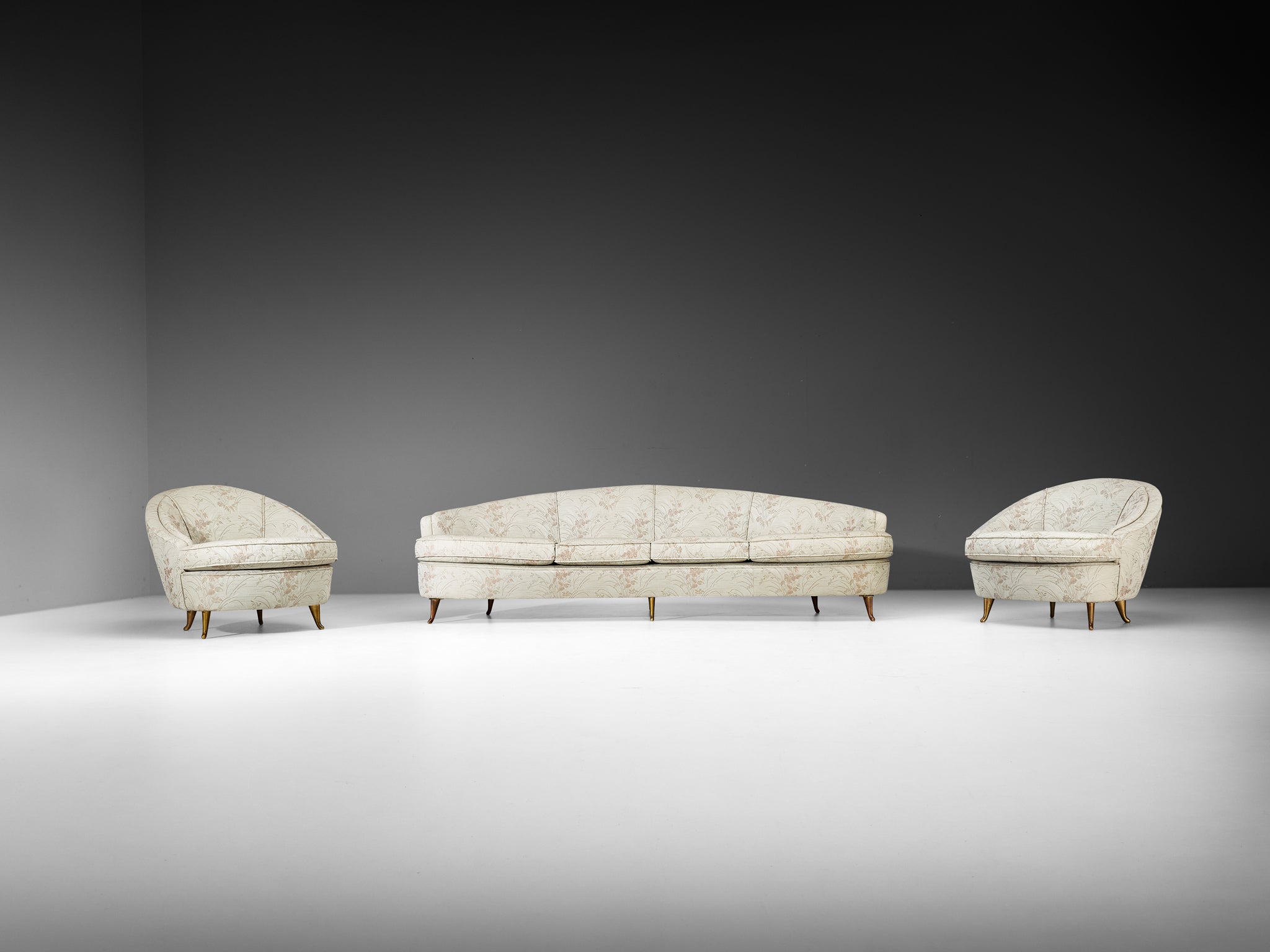 Mid-Century Modern Italian Isa Bergamo Curved Sofa 1950s
