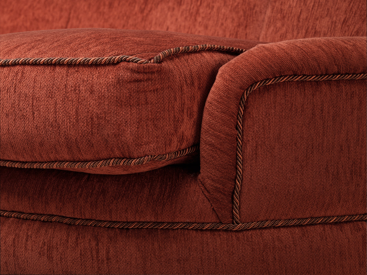 Large Mid-Century Italian Curved Six Seat Sofa in Rust Red Upholstery Seating Morentz