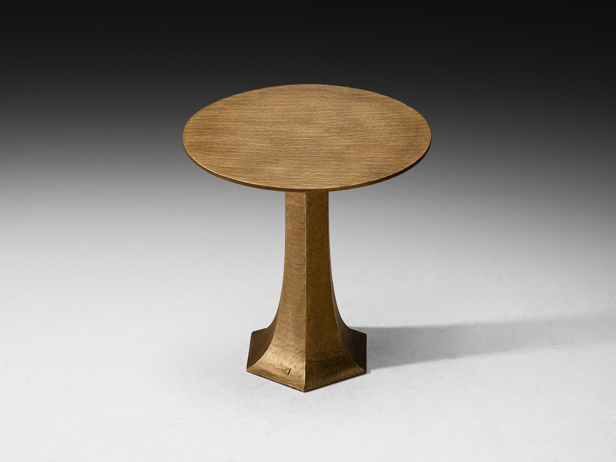 Rare Luciano Frigerio Side Table in Hammered Brass