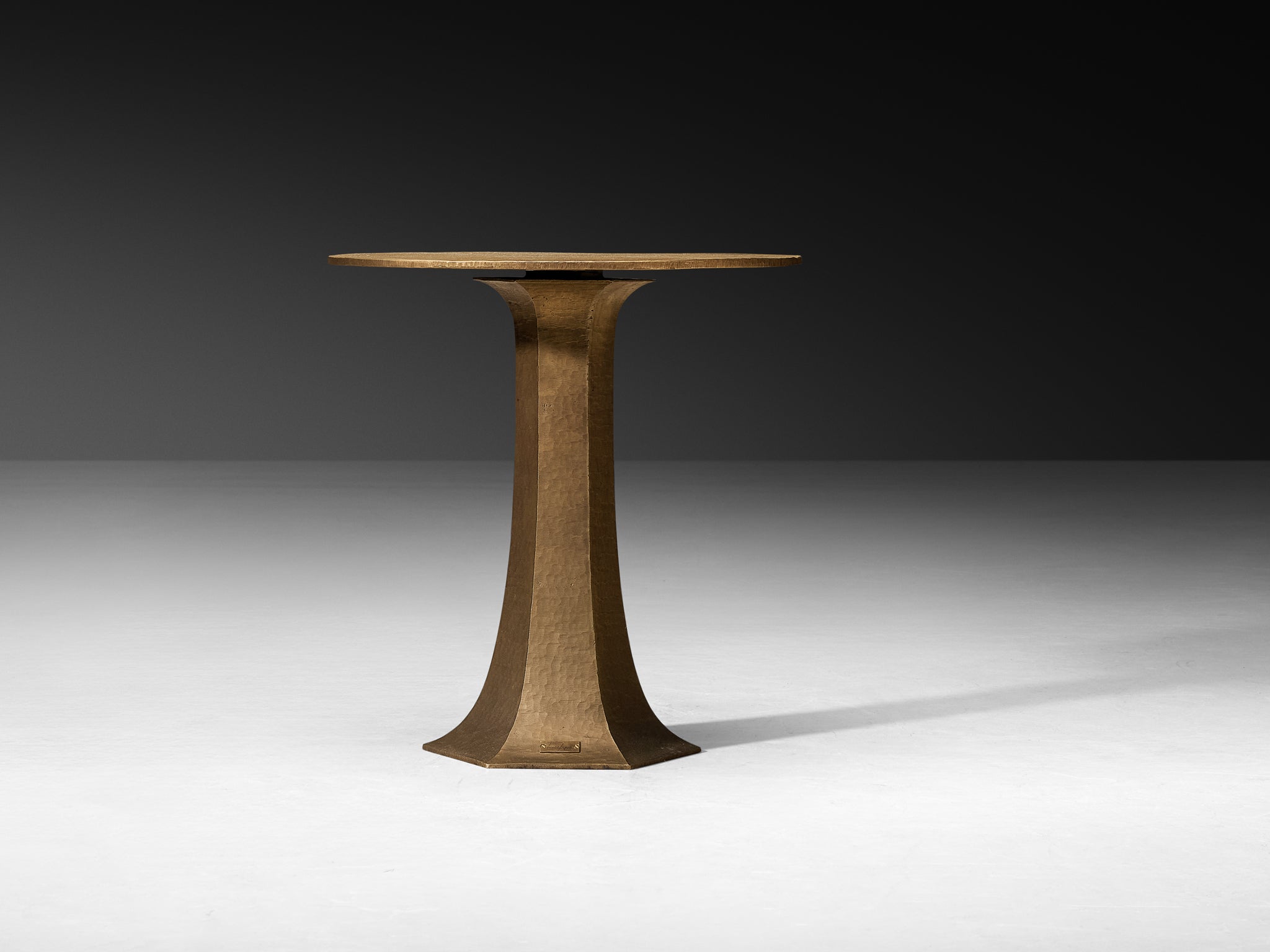 Rare Luciano Frigerio Side Table in Hammered Brass