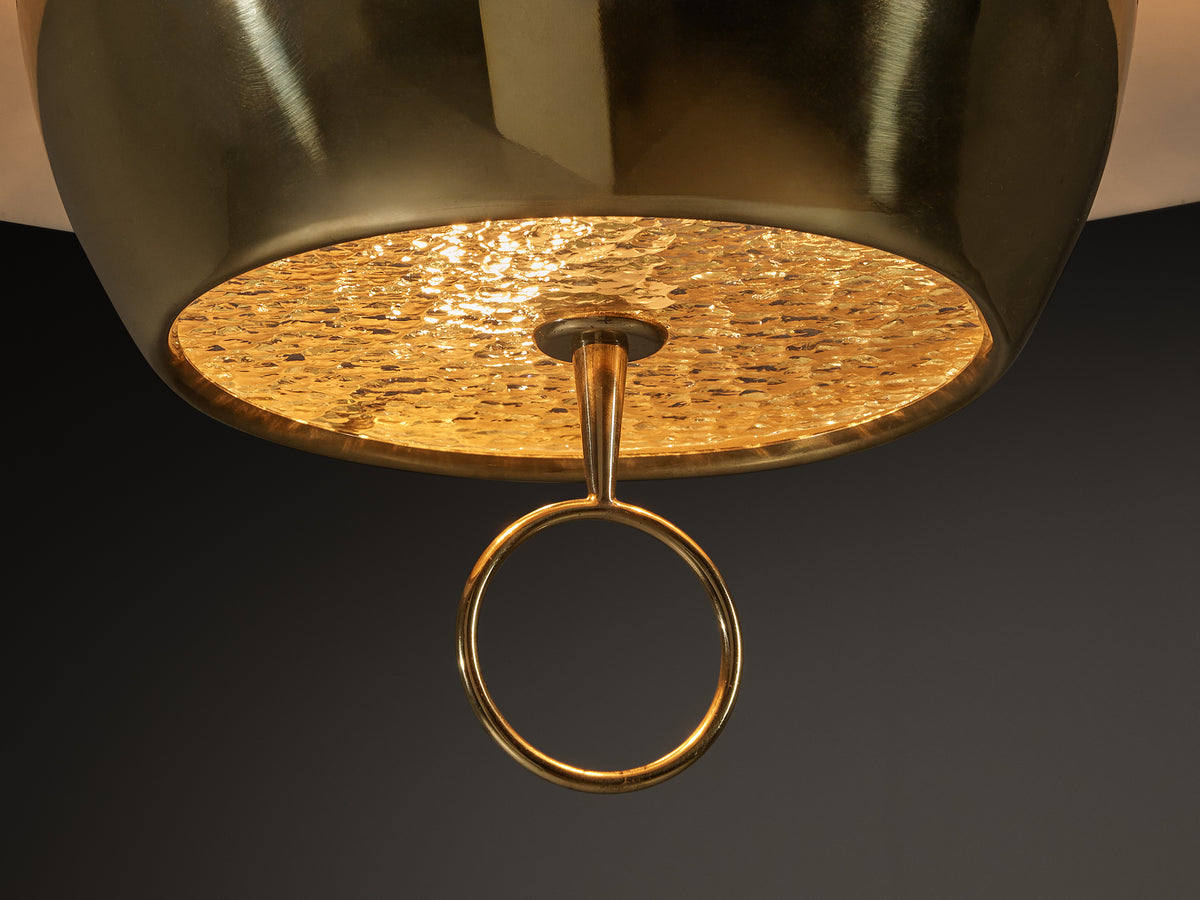 Gaetano Scolari for Stilnovo 'A5011' Pendant in Red Lacquered Metal and Brass