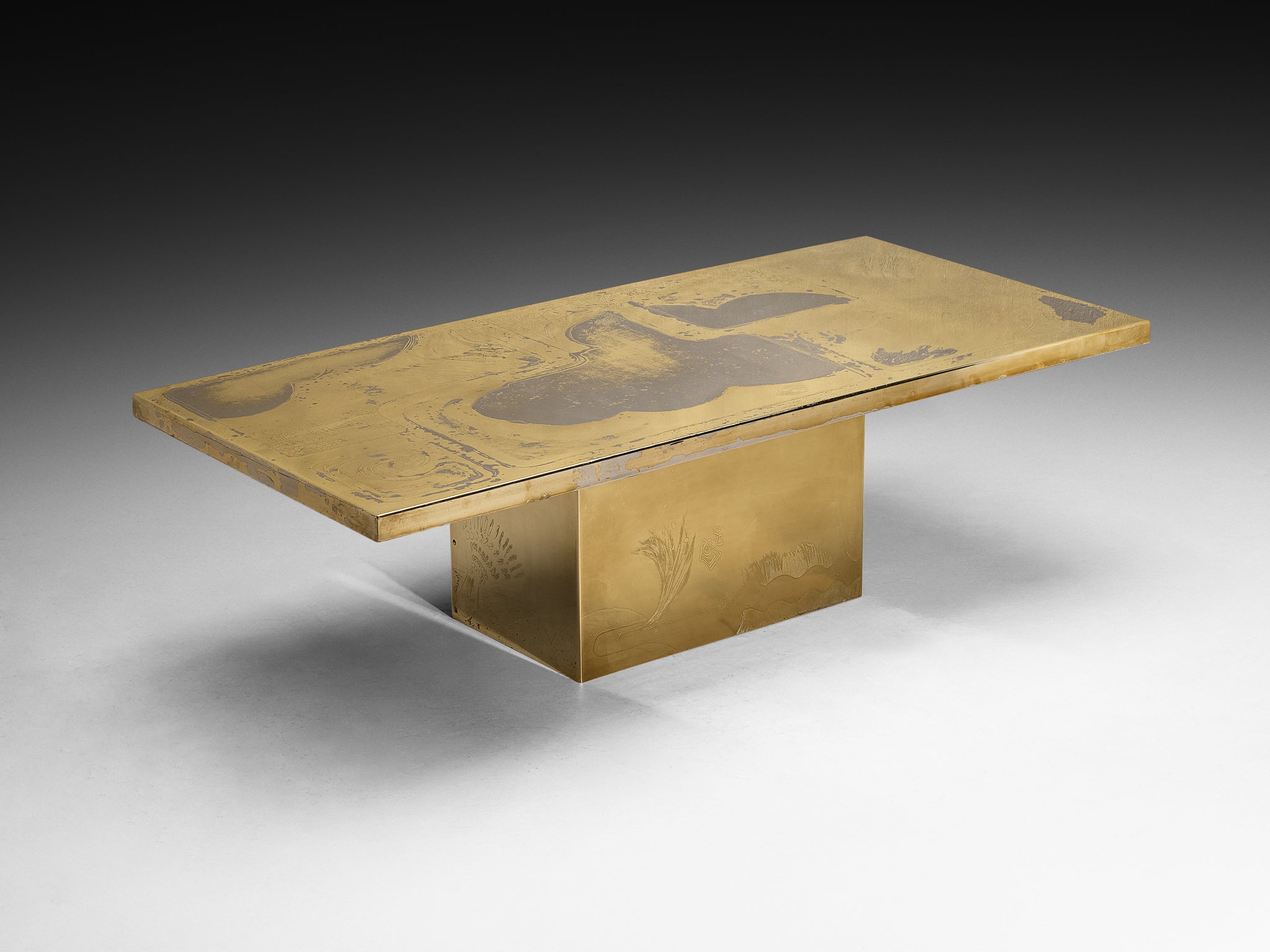 Unique Christian Heckscher Etched Brass Coffee Table Tables Morentz