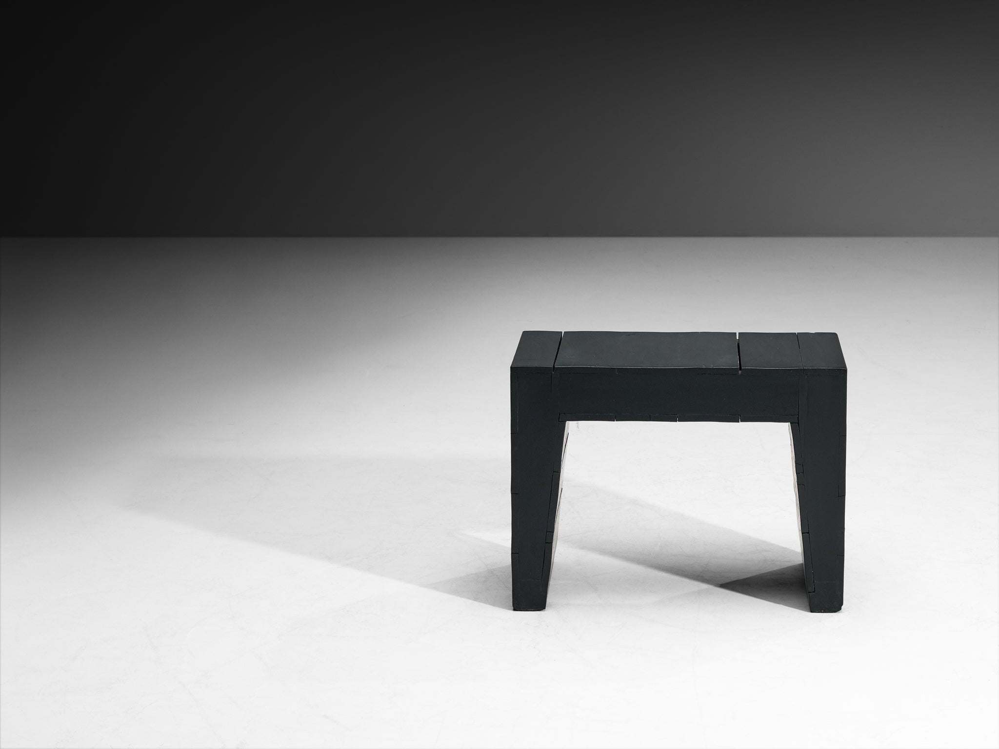 Jan de Jong Rare Custom Stool in Dark Green Lacquered Wood Seating Morentz