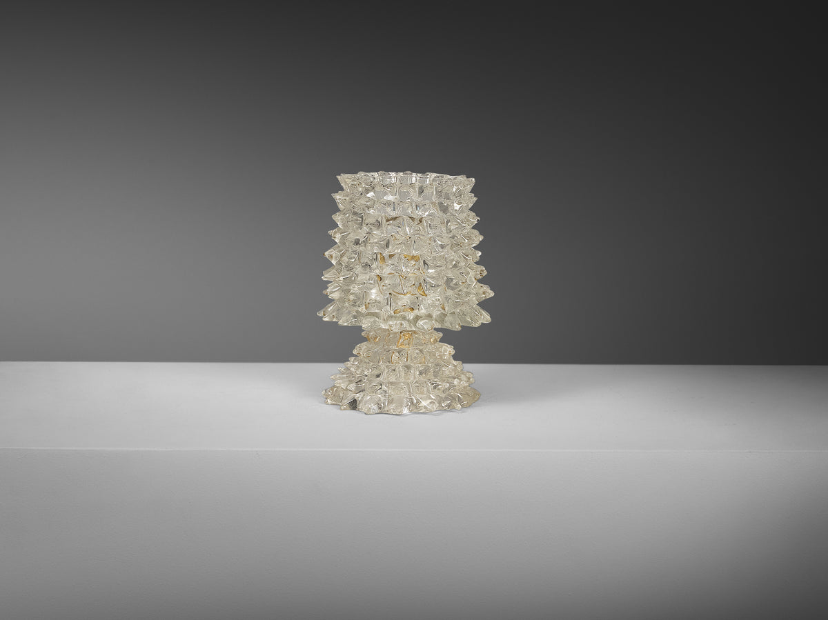 Barovier & Toso Art Deco Table Lamp in Crystal Glass Lighting Morentz