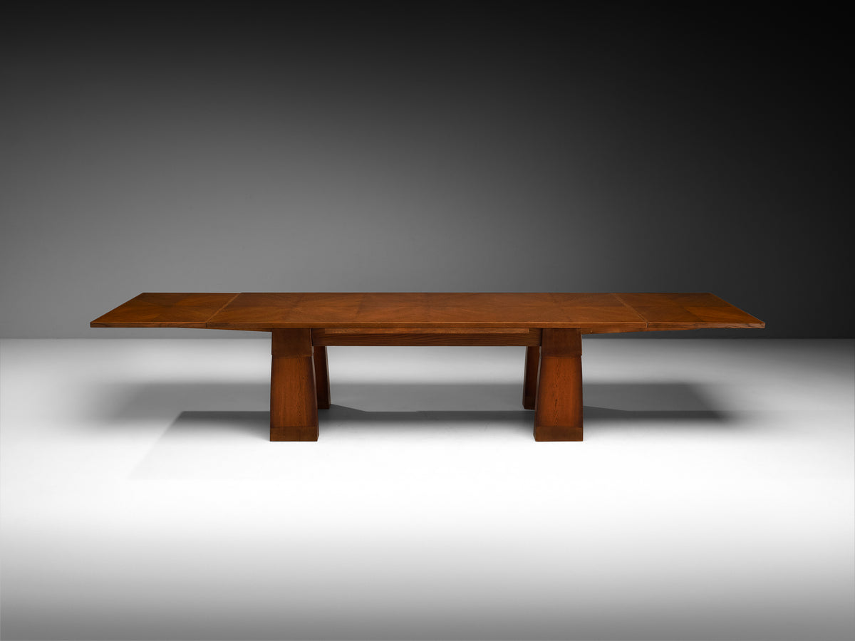 Ernesto Valabrega Grand Extendable Dining or Conference Table in Oak Tables Morentz