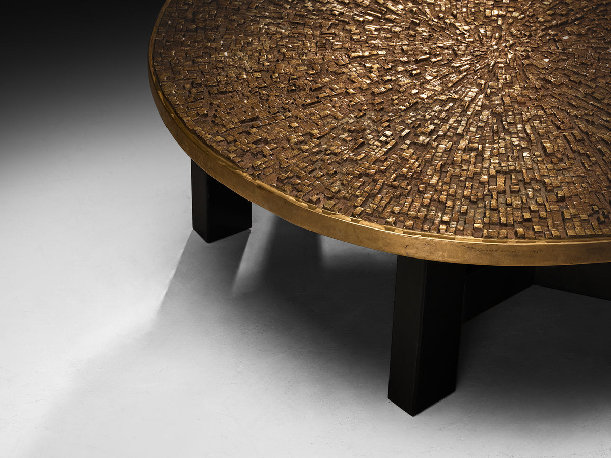 Early and Rare Ado Chale 'Relief d'Agate' Coffee Table in Cast Bronze Tables Morentz