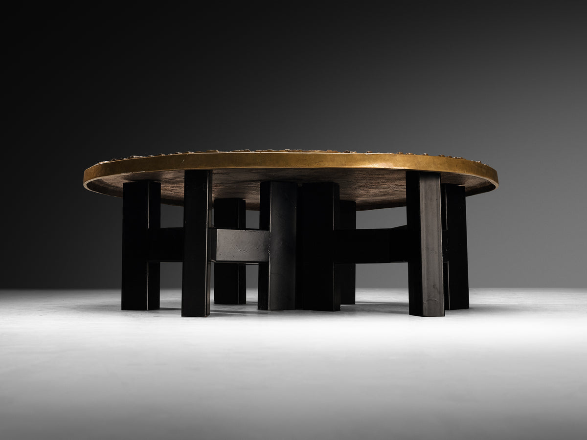 Early and Rare Ado Chale 'Relief d'Agate' Coffee Table in Cast Bronze Tables Morentz