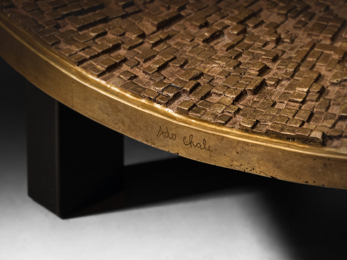 Early and Rare Ado Chale 'Relief d'Agate' Coffee Table in Cast Bronze Tables Morentz