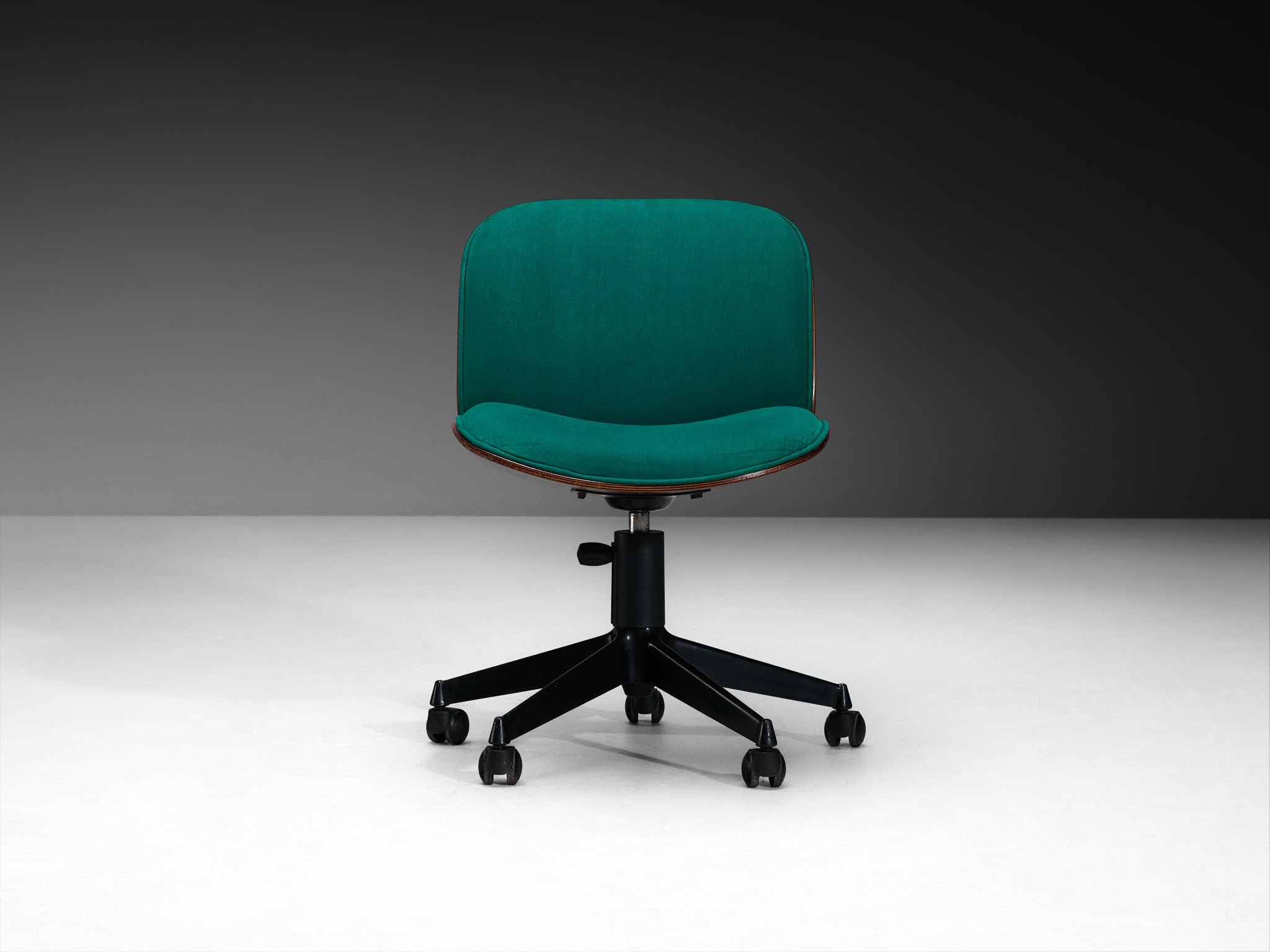 Ennio Fazioli for MIM Roma Pair of Swivel Desk Chairs in Walnut Seating Morentz