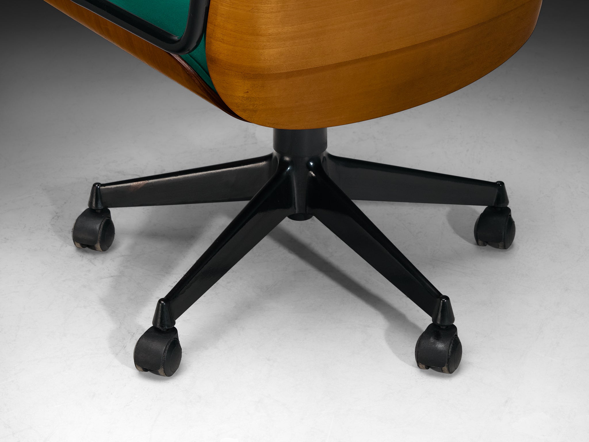 Ennio Fazioli for MIM Roma Swivel Desk Armchair in Walnut Seating Morentz