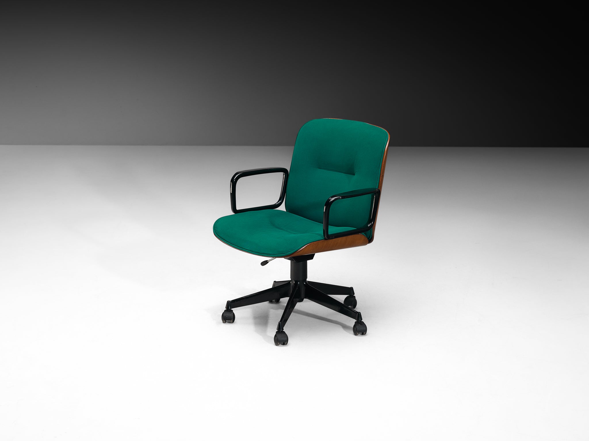 Ennio Fazioli for MIM Roma Swivel Desk Armchair in Walnut Seating Morentz
