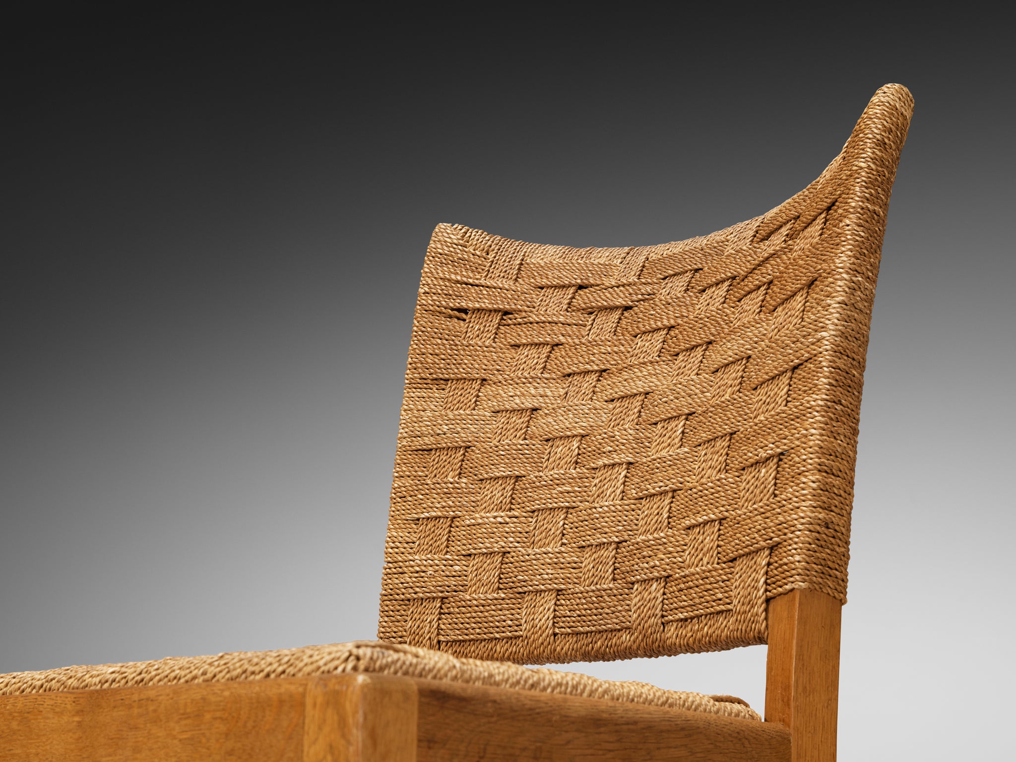 Set of Six French Rustic Dining Chairs in Woven Rush and Oak Seating Morentz