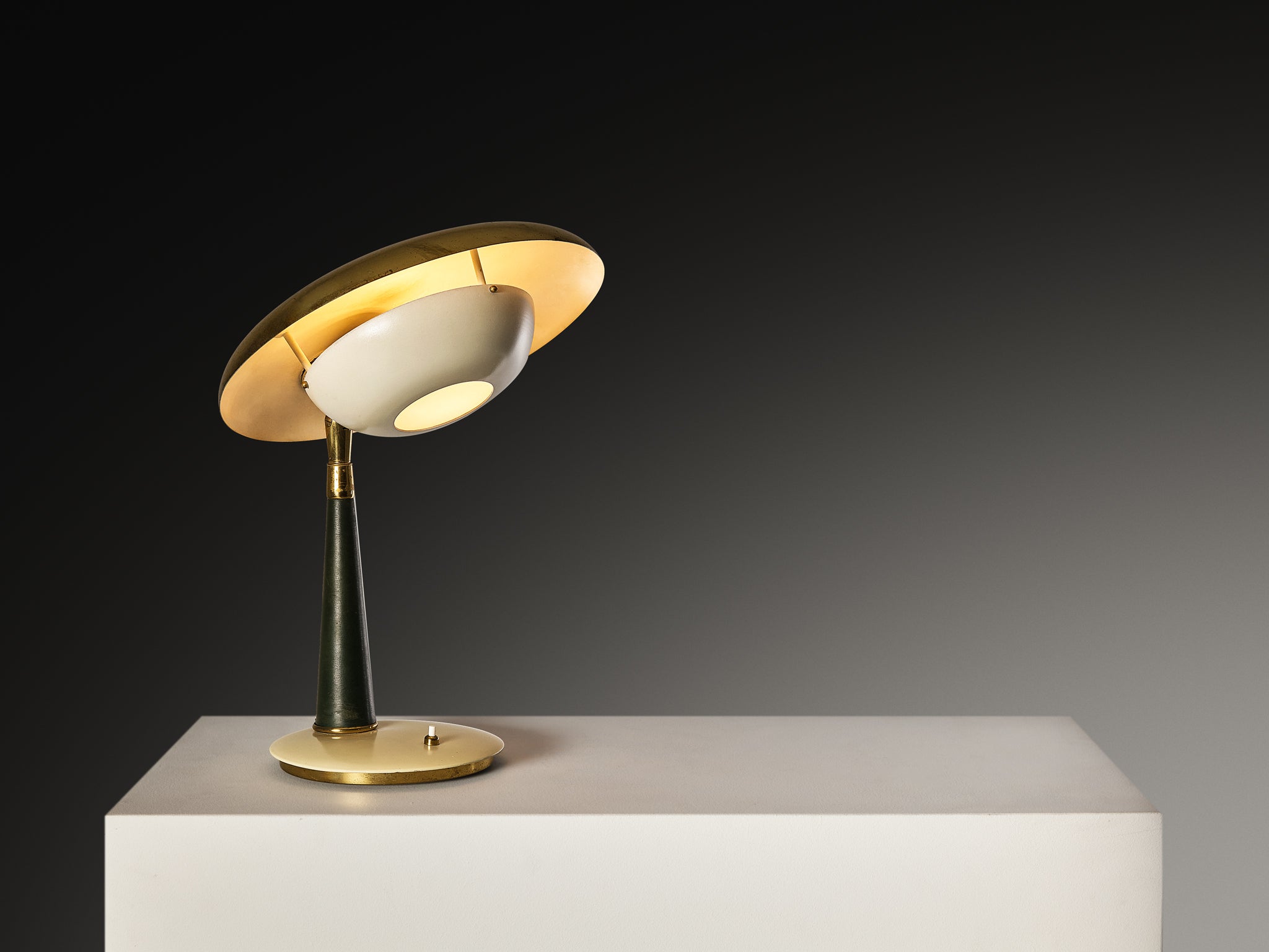 Angelo Lelii for Arredoluce Rare Table Lamp in Brass and Marble Lighting Morentz