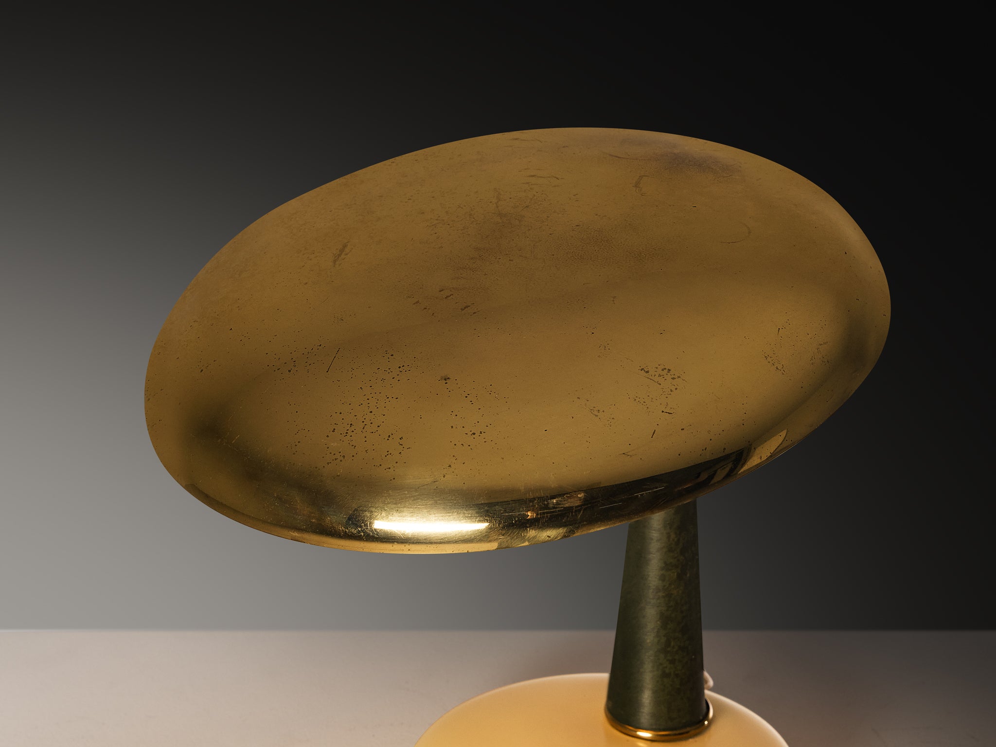 Angelo Lelii for Arredoluce Rare Table Lamp in Brass and Marble Lighting Morentz