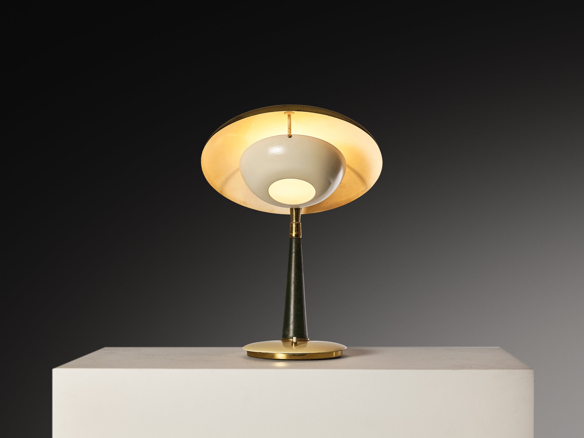 Angelo Lelii for Arredoluce Rare Table Lamp in Brass and Marble Lighting Morentz