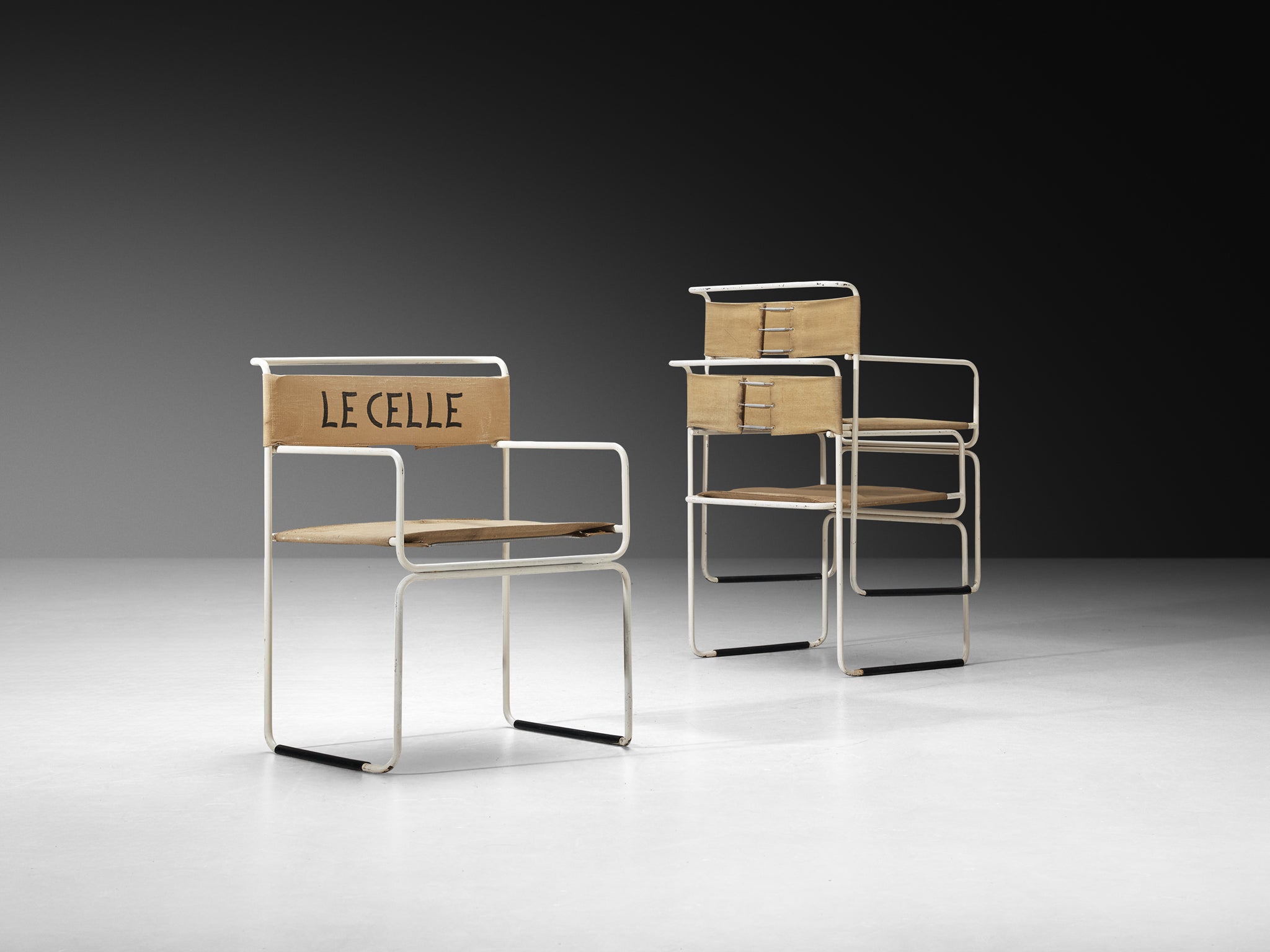 Giovanni Carini for Planula Set of Twelve 'Libellula' Dining Chairs in Canvas Seating Morentz