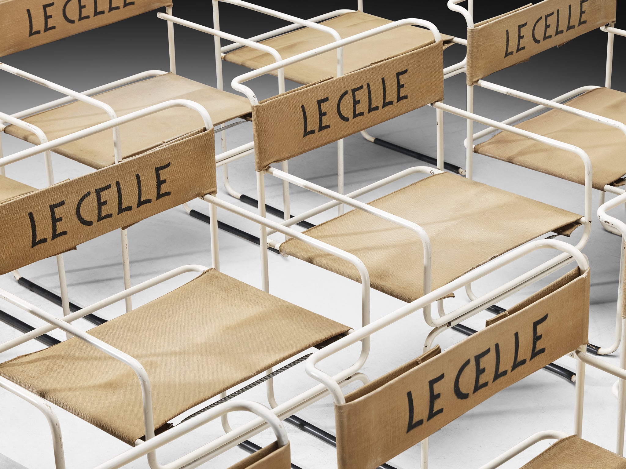 Giovanni Carini for Planula Set of Twelve 'Libellula' Dining Chairs in Canvas Seating Morentz