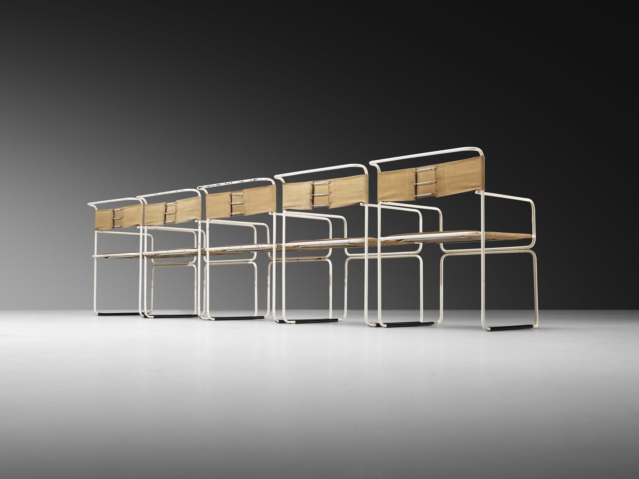 Giovanni Carini for Planula Set of Twelve 'Libellula' Dining Chairs in Canvas Seating Morentz