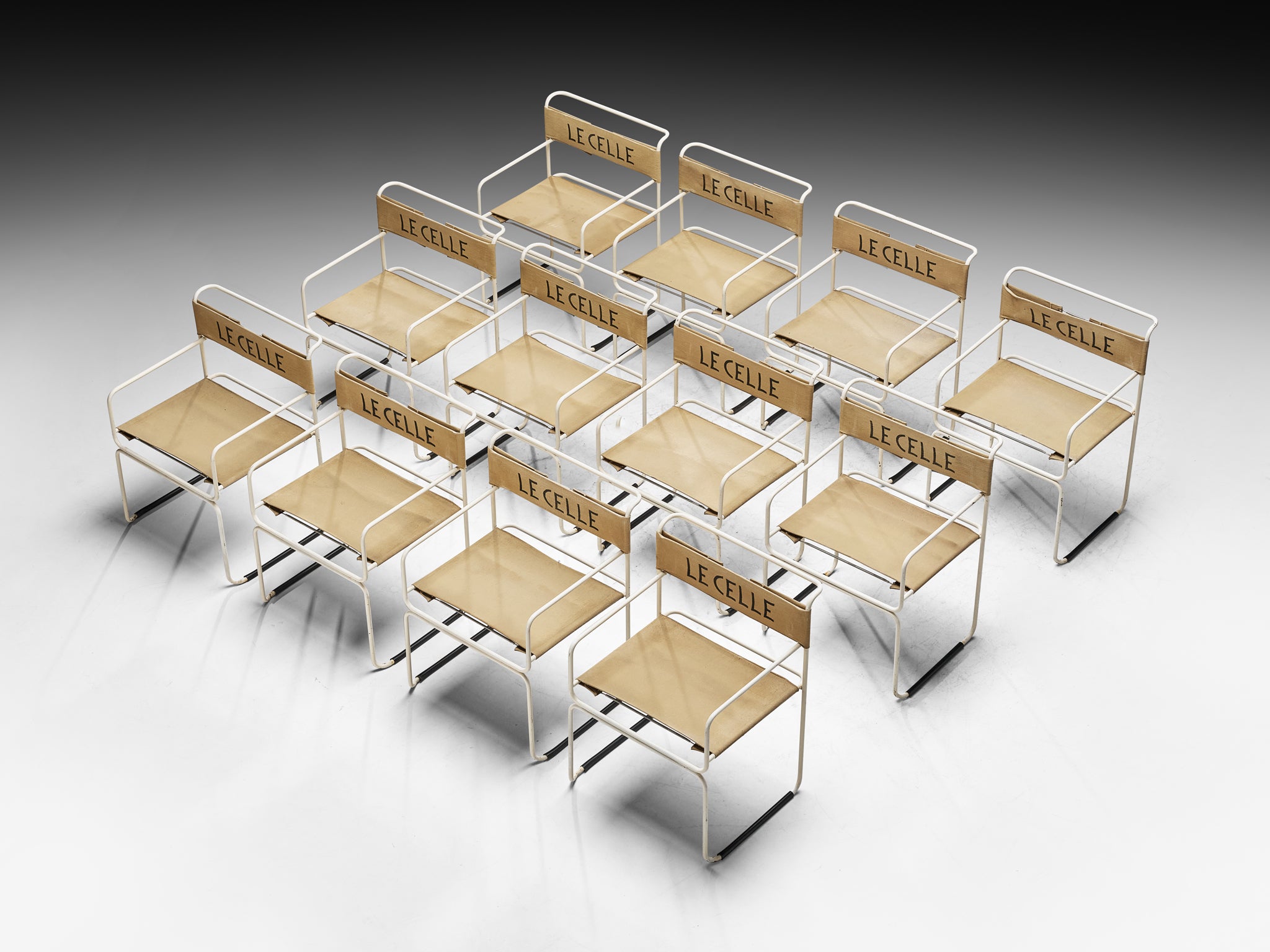 Giovanni Carini for Planula Set of Twelve 'Libellula' Dining Chairs in Canvas Seating Morentz