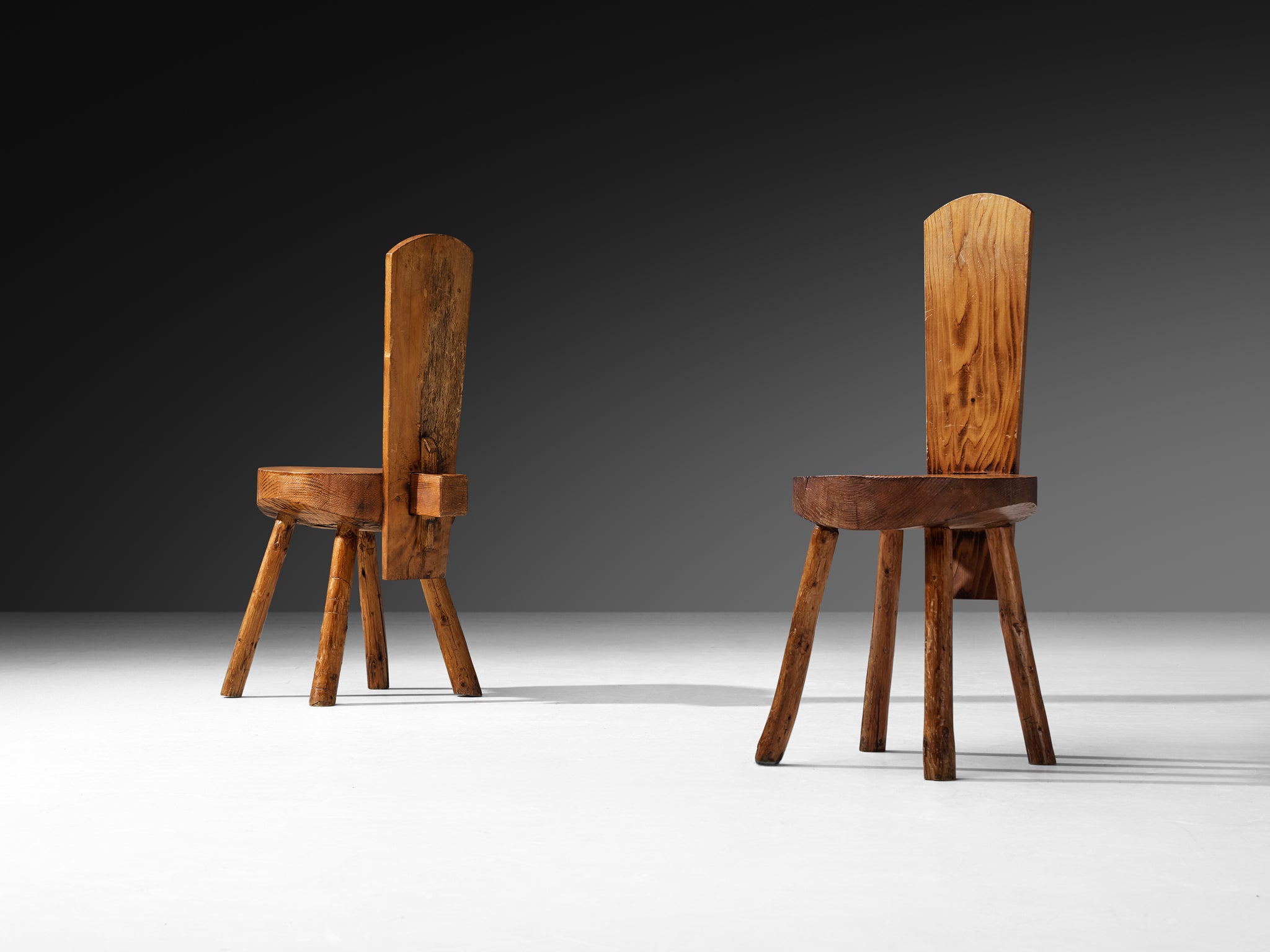 French Alpine Chalet Chairs in Solid Pine