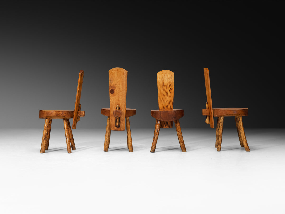 French Alpine Chalet Chairs in Solid Pine Seating Morentz