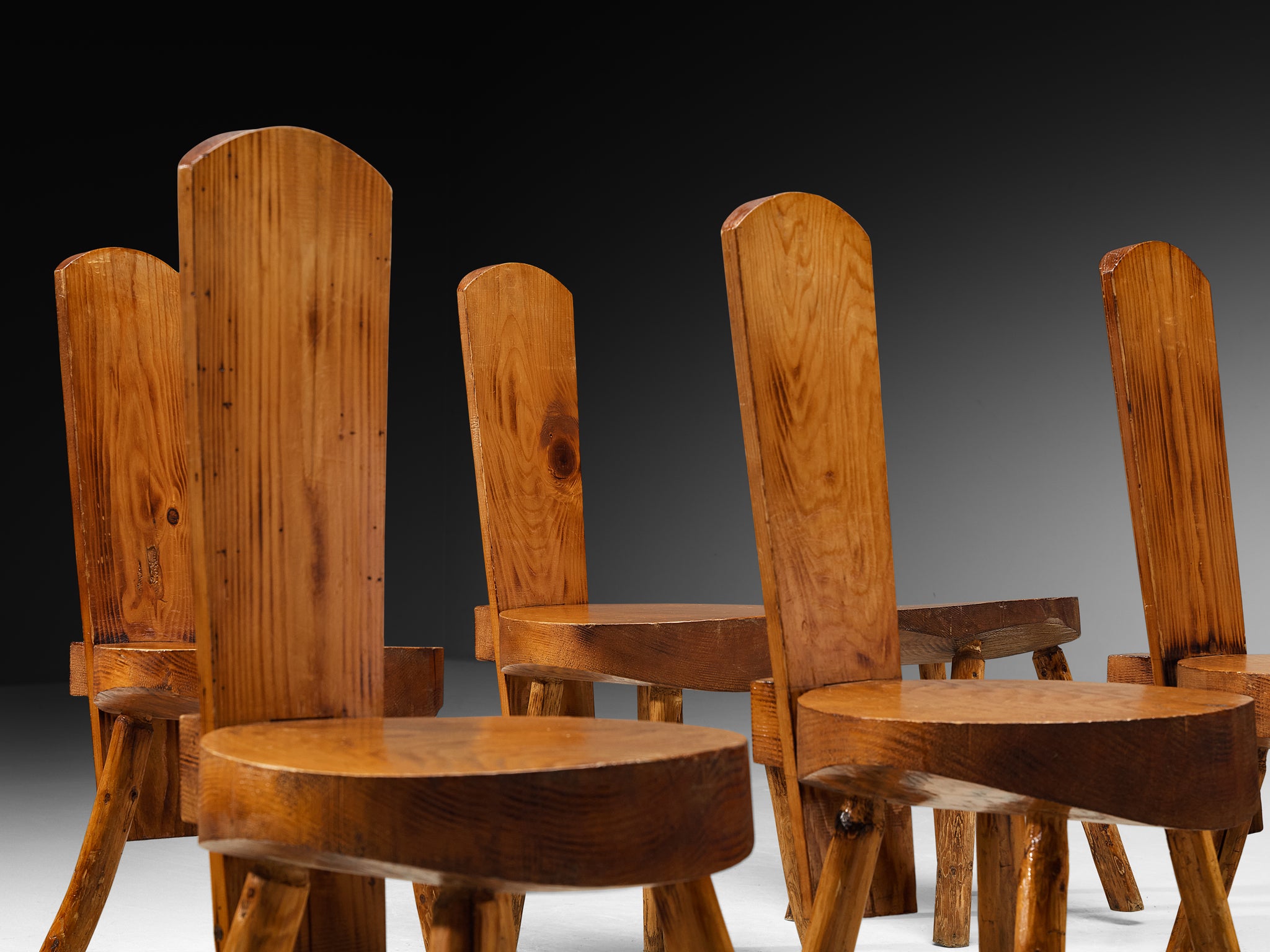 French Alpine Chalet Chairs in Solid Pine Seating Morentz