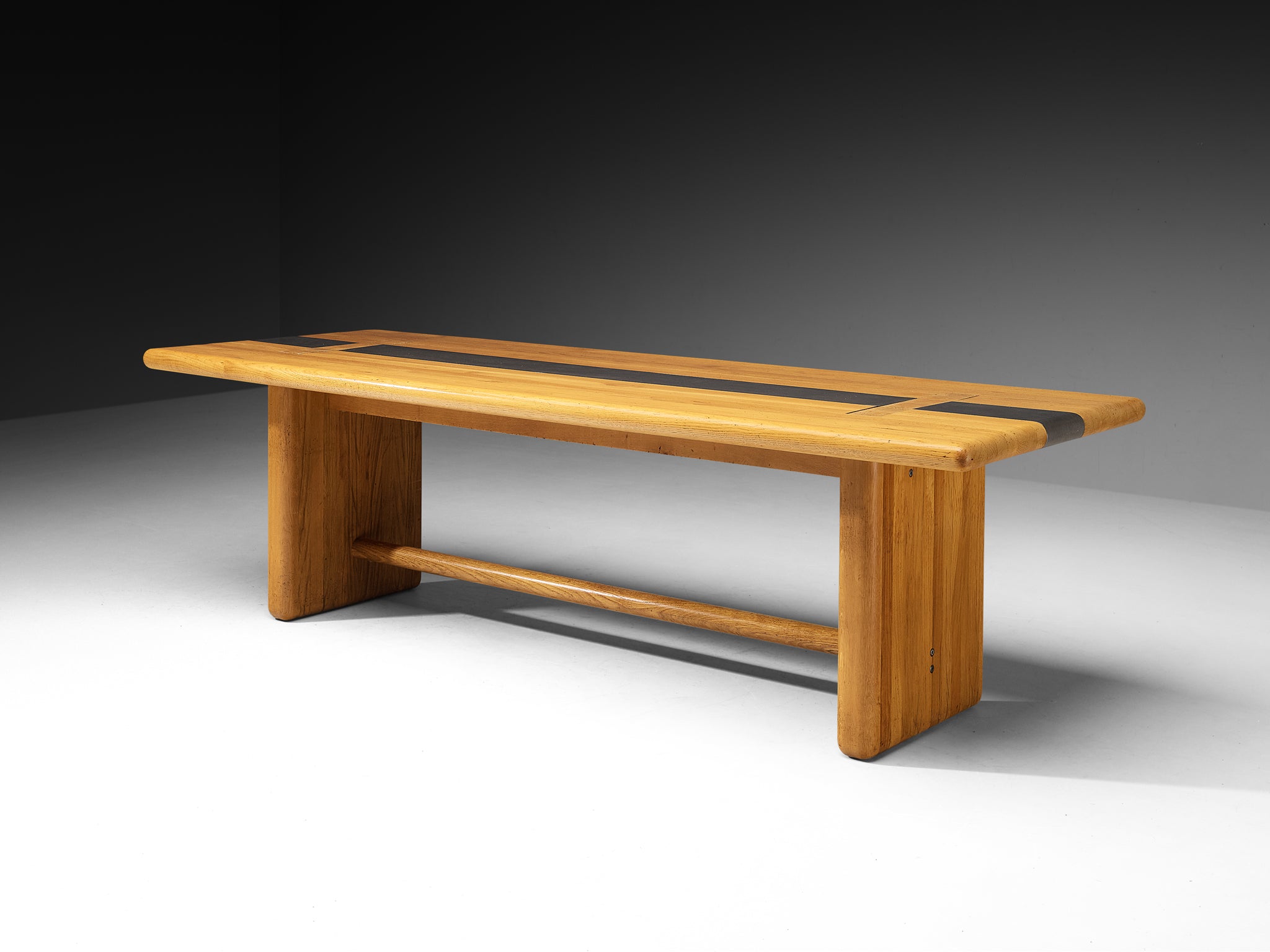 Italian Dining Table in Oak with Aluminum Inlays 250cm/98.43in. Tables Morentz