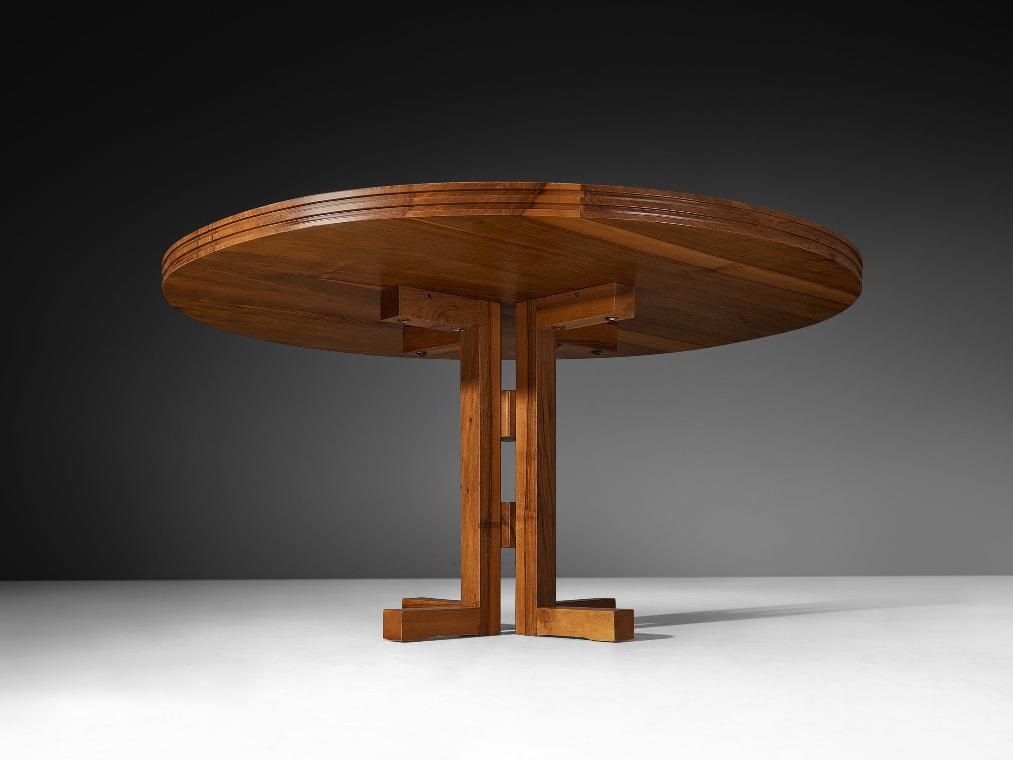 1960s Spanish Architectural Round Walnut Dining Table Tables Morentz