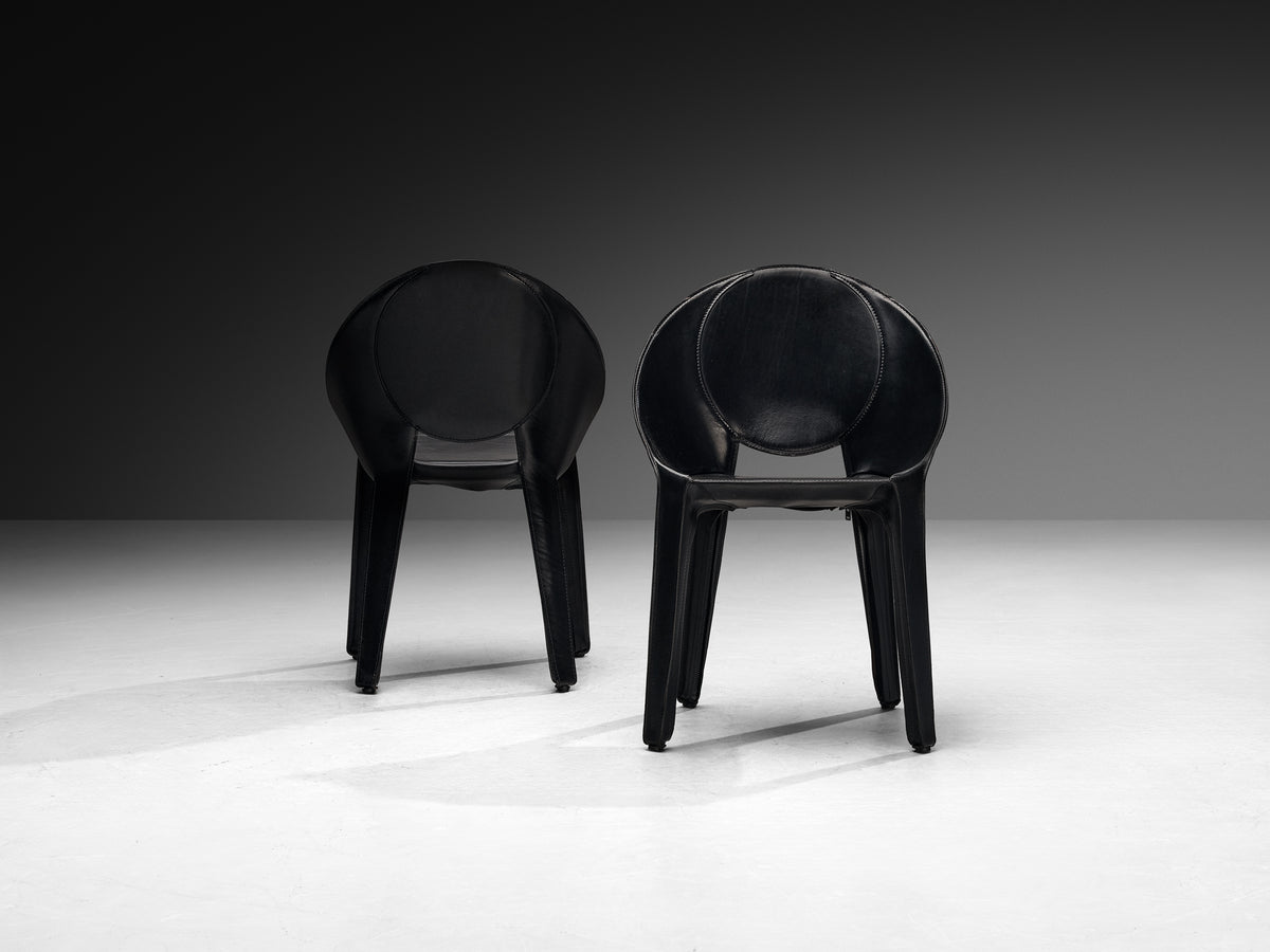 Mario Bellini for Cassina Set of Ten ‘Lira e Liuto’ Dining Chairs in Leather Seating Morentz