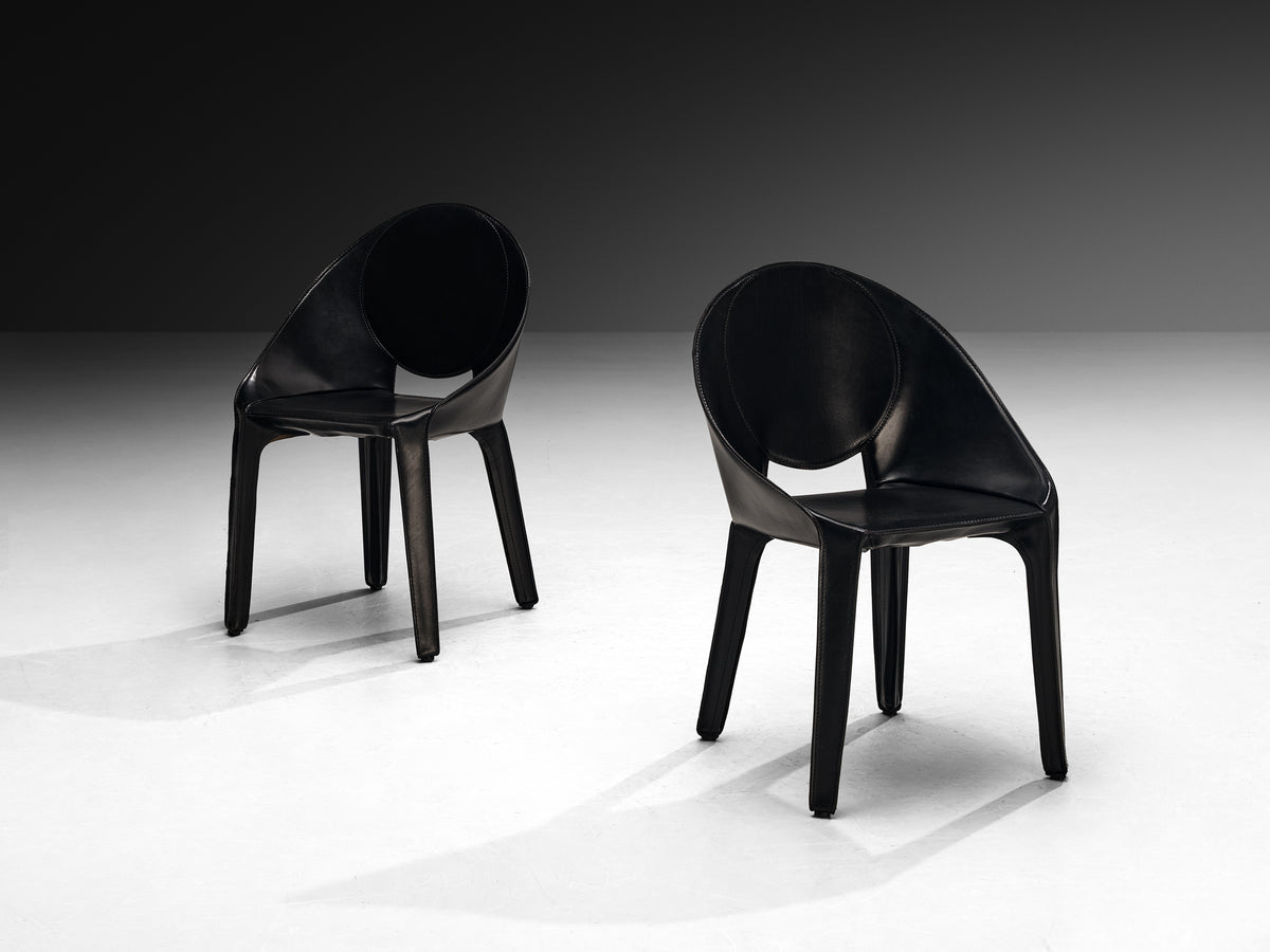 Mario Bellini for Cassina Set of Ten ‘Lira e Liuto’ Dining Chairs in Leather Seating Morentz