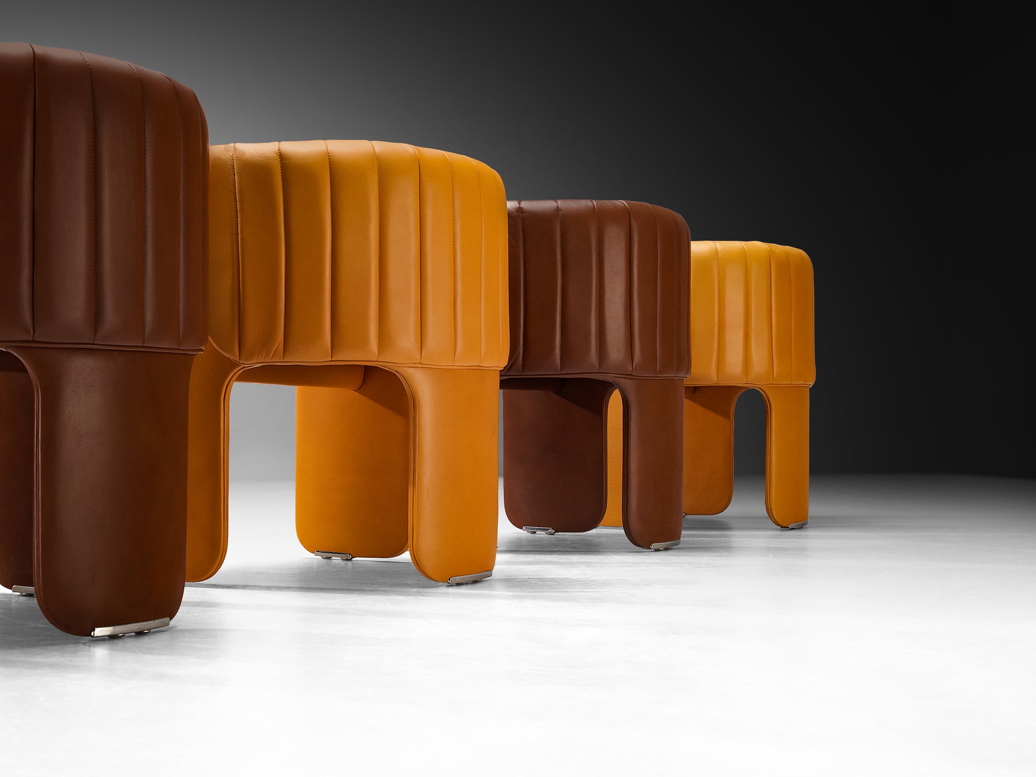 Luigi Massoni for Poltrona Frau Bicolor Set of Ten 'Dinette’ Armchairs in Leather Seating Morentz