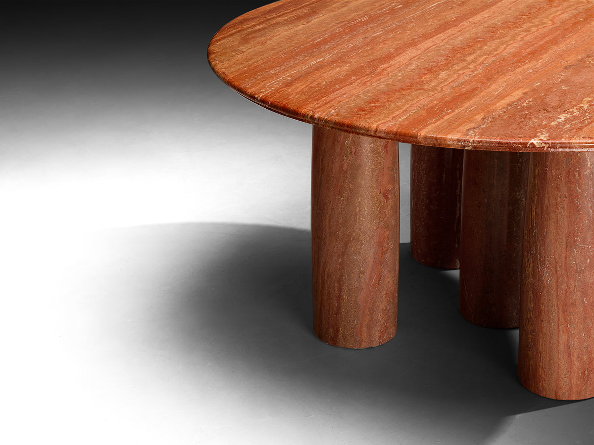 Mario Bellini Round 'Il Colonnato' Table in Massive Red Persian Travertine 150cm