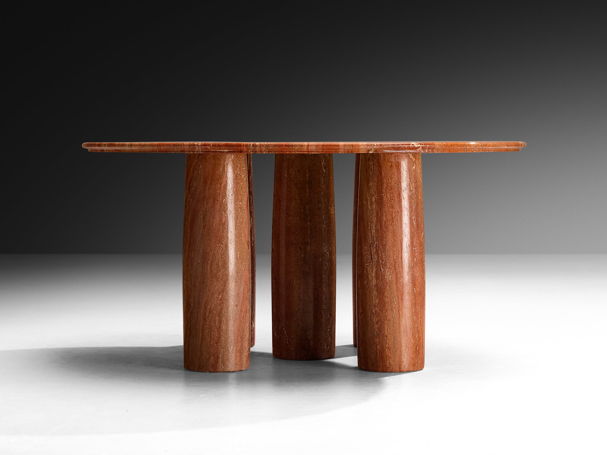Mario Bellini Round 'Il Colonato' Table in Massive Red Persian Travertine 150cm Tables Morentz