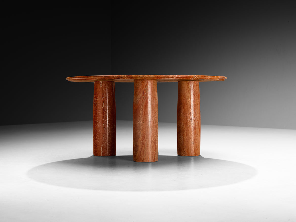 Mario Bellini Round 'Il Colonnato' Table in Massive Red Persian Travertine 150cm Tables Morentz