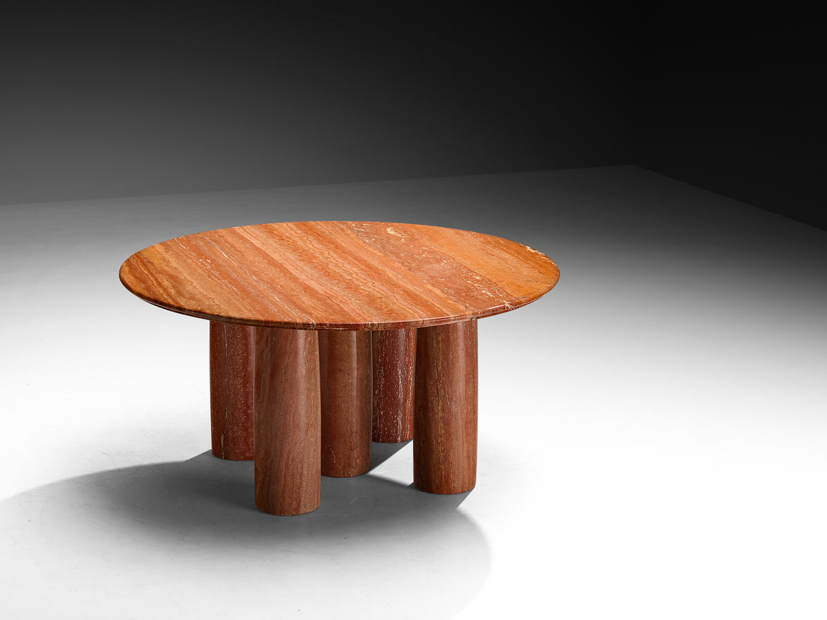 Mario Bellini Round 'Il Colonnato' Table in Massive Red Persian Travertine 150cm