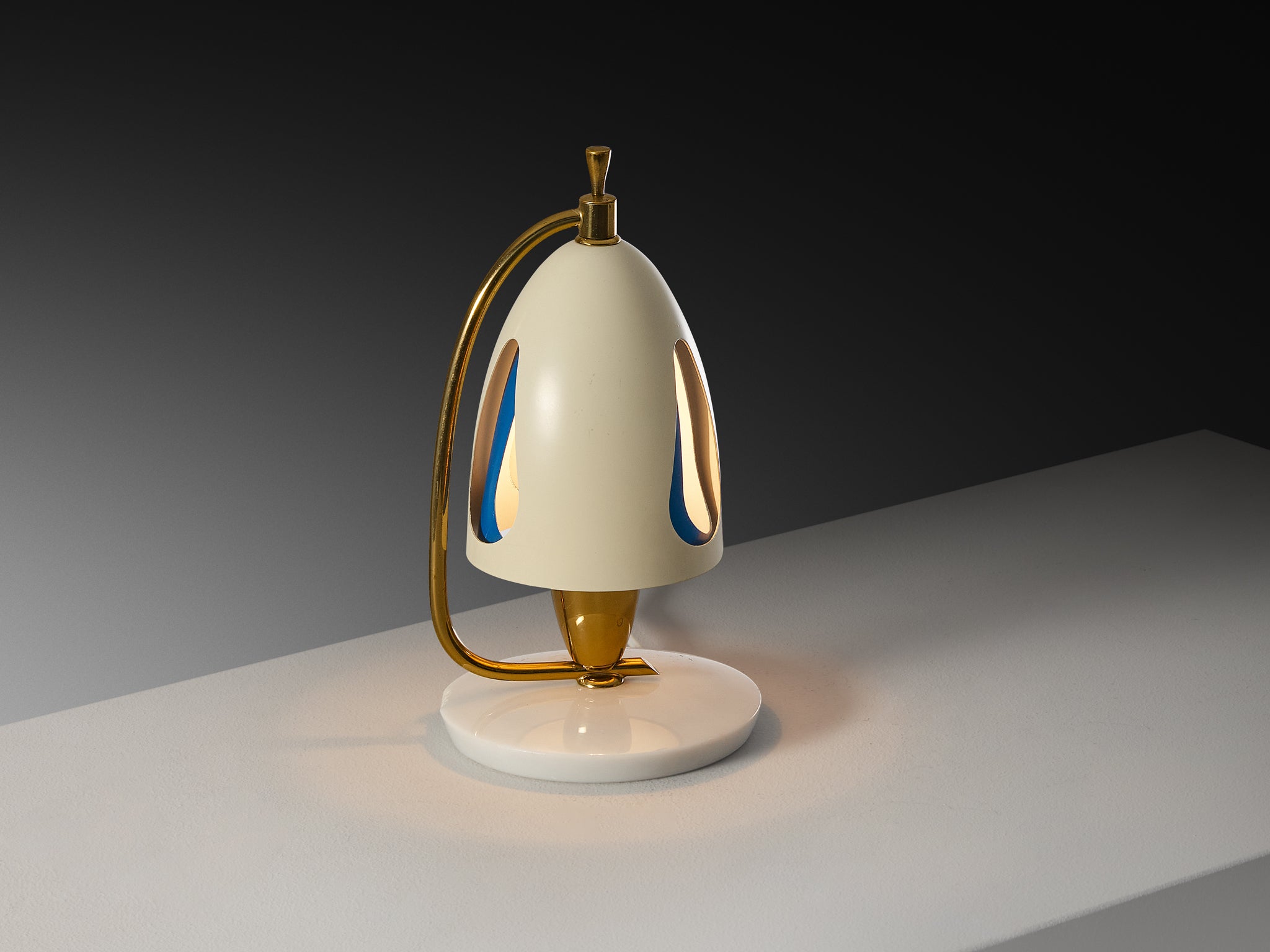 Angelo Lelii for Arredoluce Rare Table Lamp with Rotating Shades Lighting Morentz