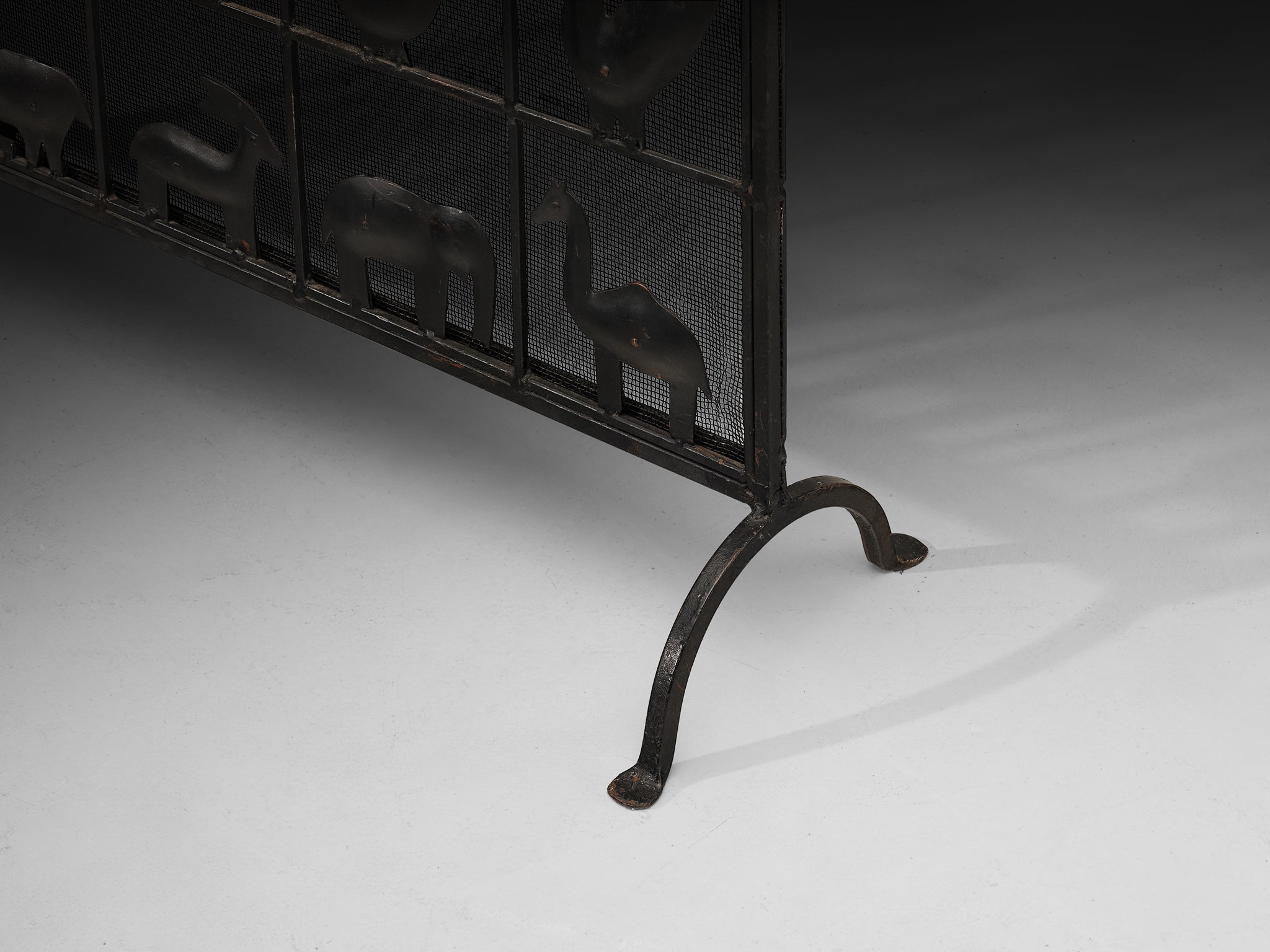 Atelier Marolles Wrought Iron Animal Fire Screen 1950s Building and Garden Elements Morentz