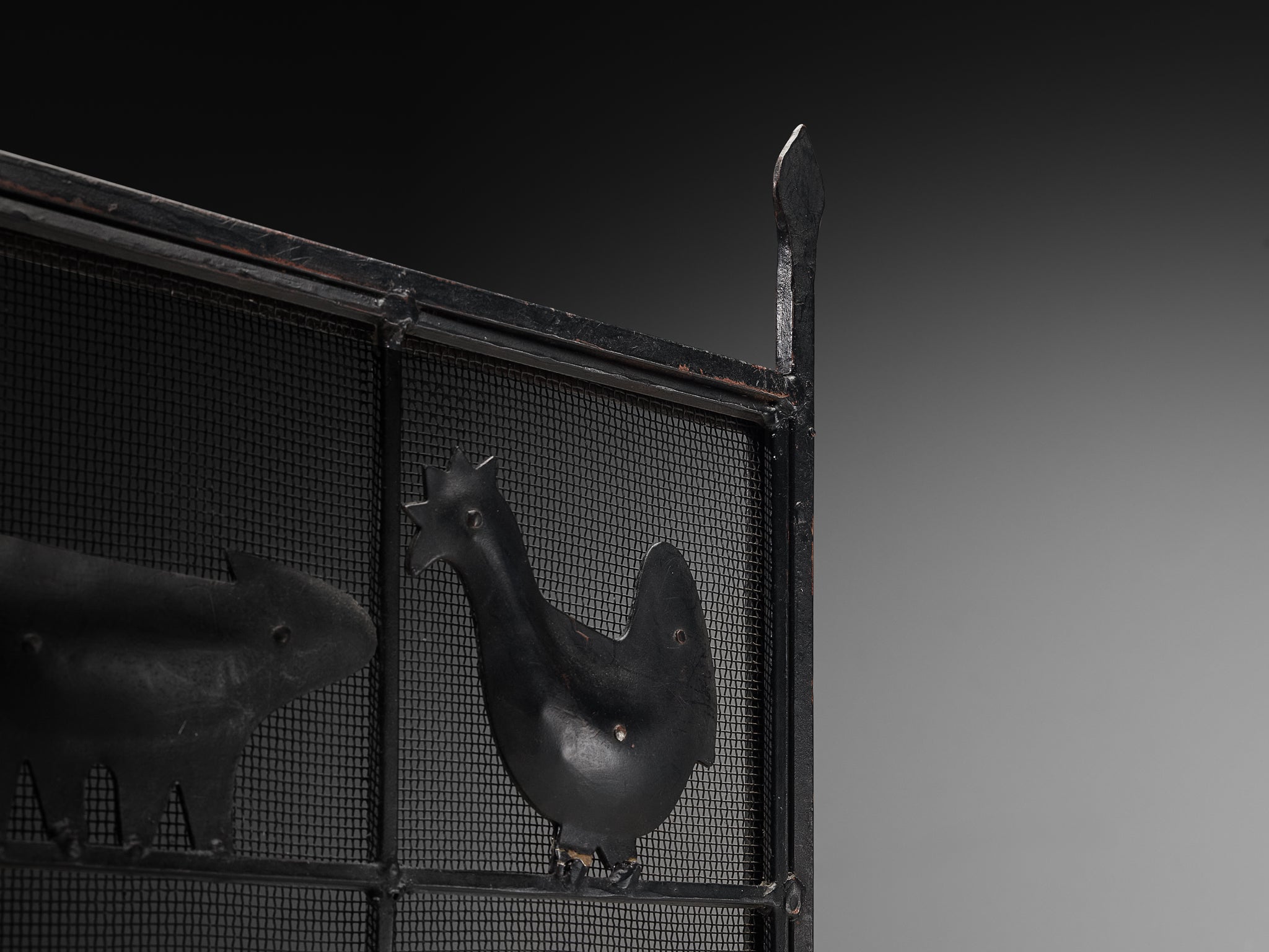 Atelier Marolles Wrought Iron Animal Fire Screen 1950s Building and Garden Elements Morentz