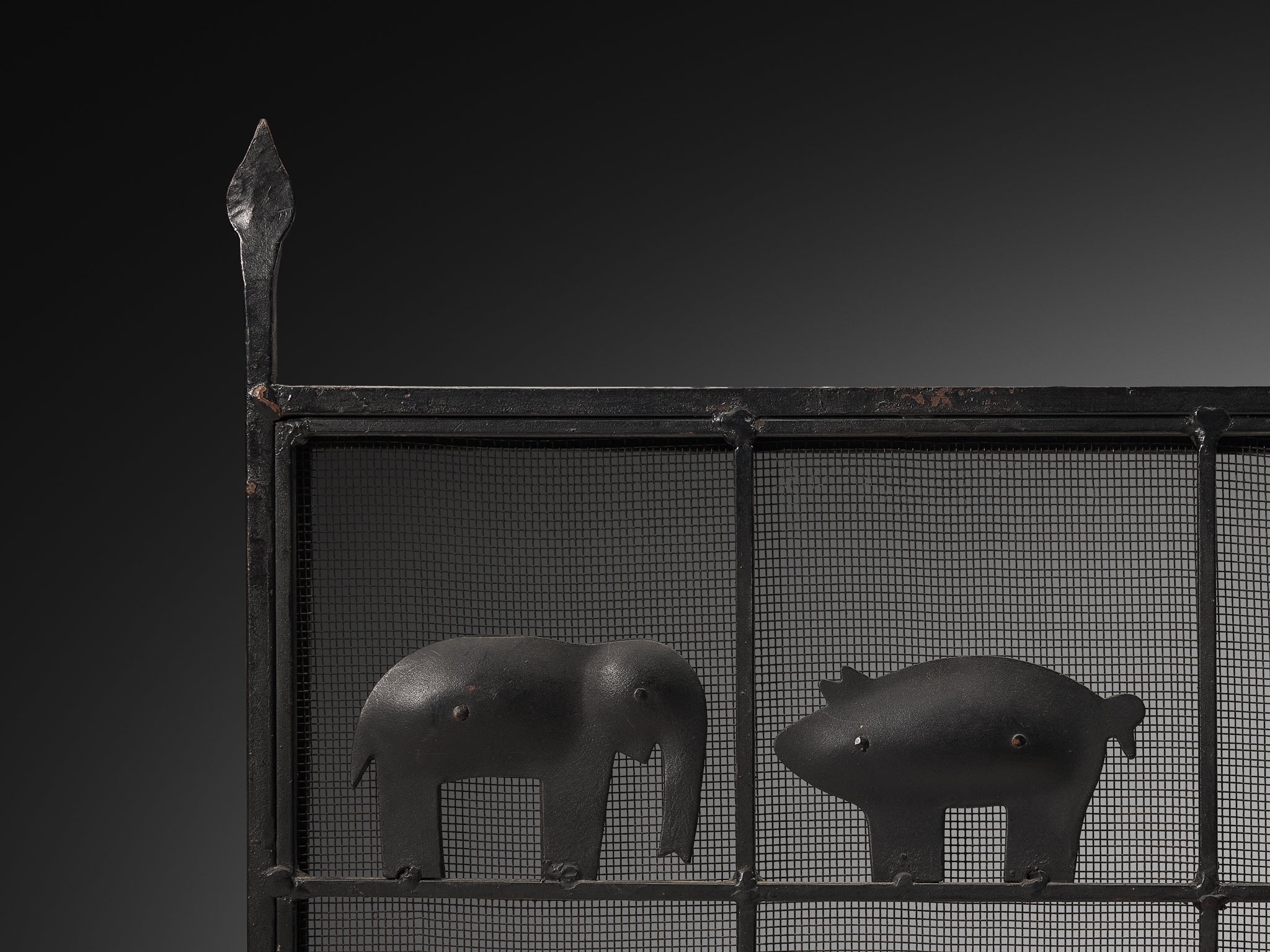 Atelier Marolles Wrought Iron Animal Fire Screen 1950s Building and Garden Elements Morentz