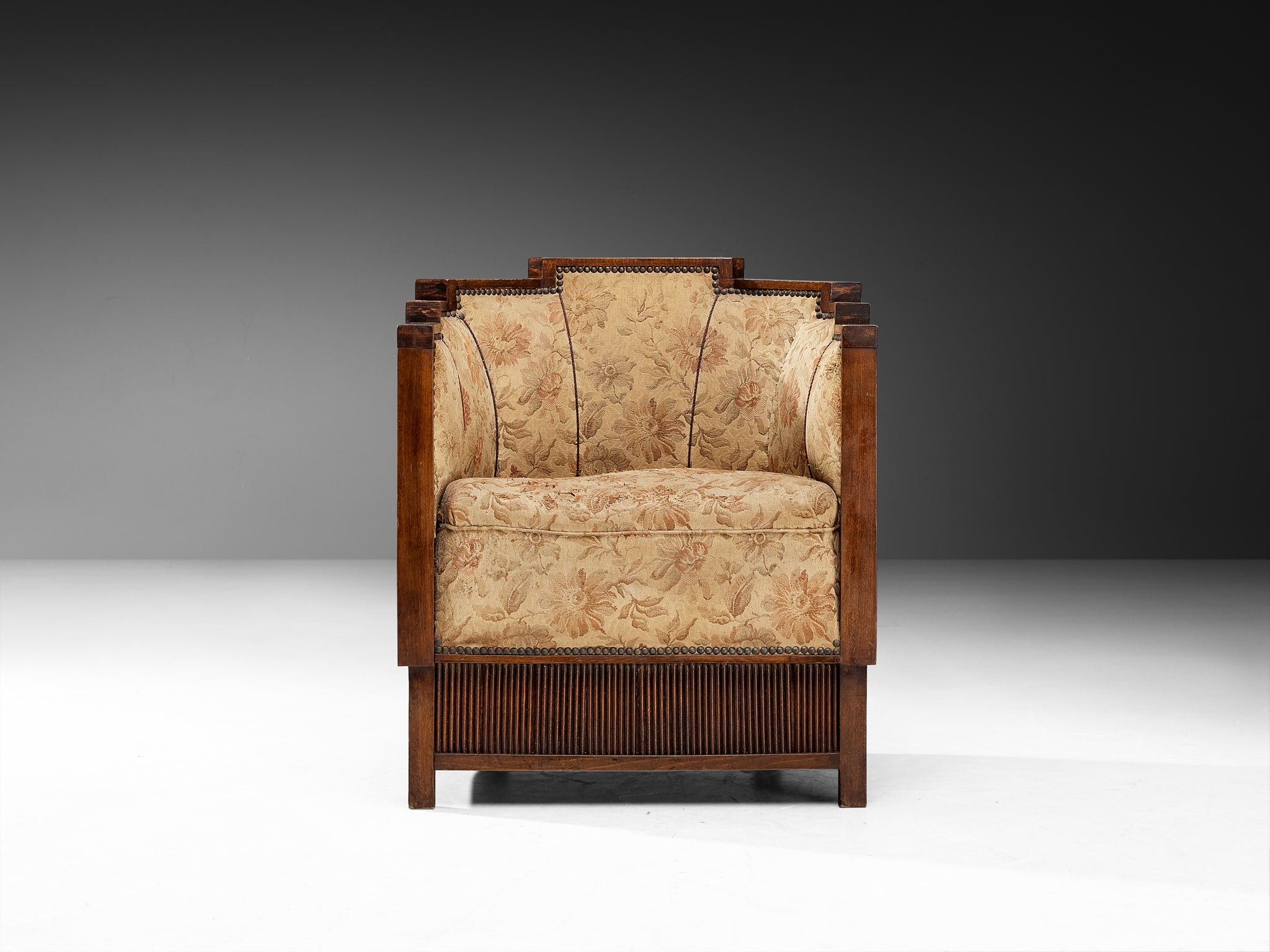 1930s Art Deco Lounge Chair with Geometric Frame