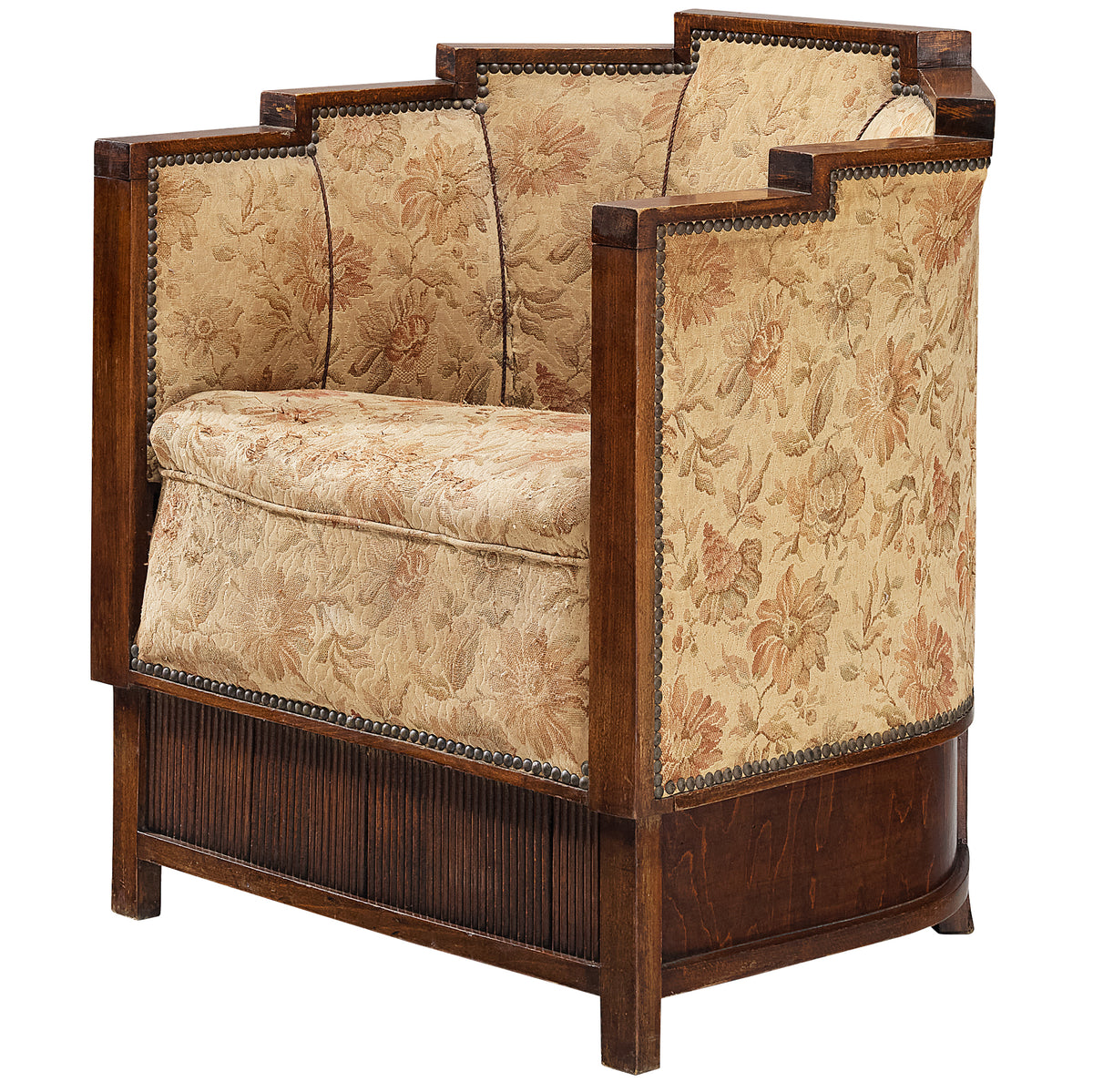 1930s Art Deco Lounge Chair with Geometric Frame Seating Morentz