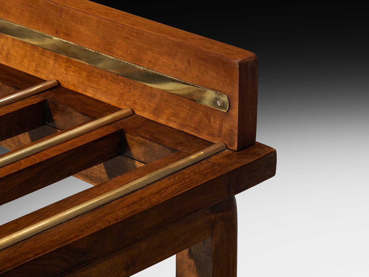 Mid-Century Italian Pair of Luggage Racks in Mahogany and Brass Tables Morentz