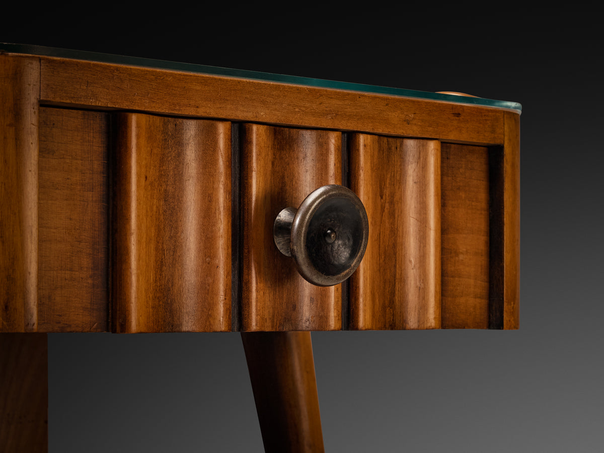 Pair of Sculptural Bedside Tables in Walnut and Glass More Furniture and Collectibles Morentz