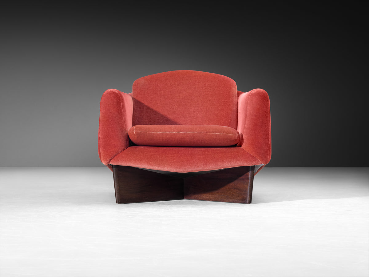 Pierre Guariche for Burov Pair of Monaco Lounge Chairs with Ottoman in Velvet Seating Morentz