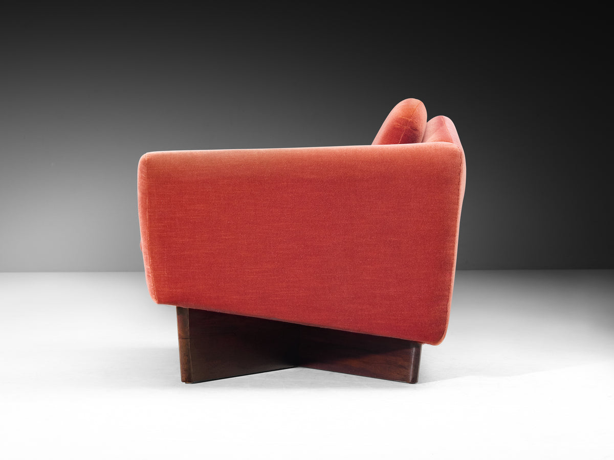 Pierre Guariche for Burov Pair of Monaco Lounge Chairs with Ottoman in Velvet Seating Morentz