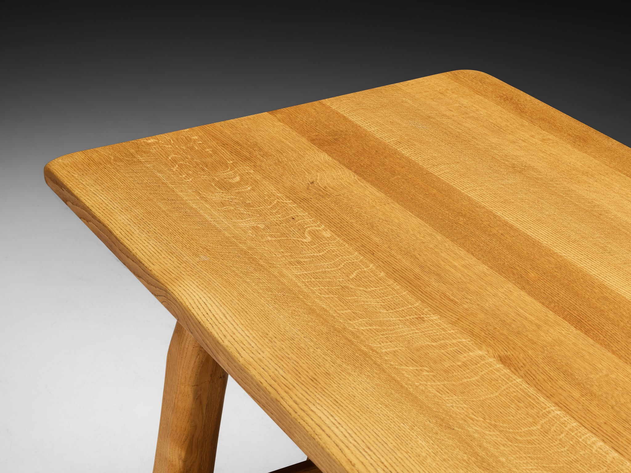 1950s French Brutalist Extendable Dining Table in Solid Oak Tables Morentz